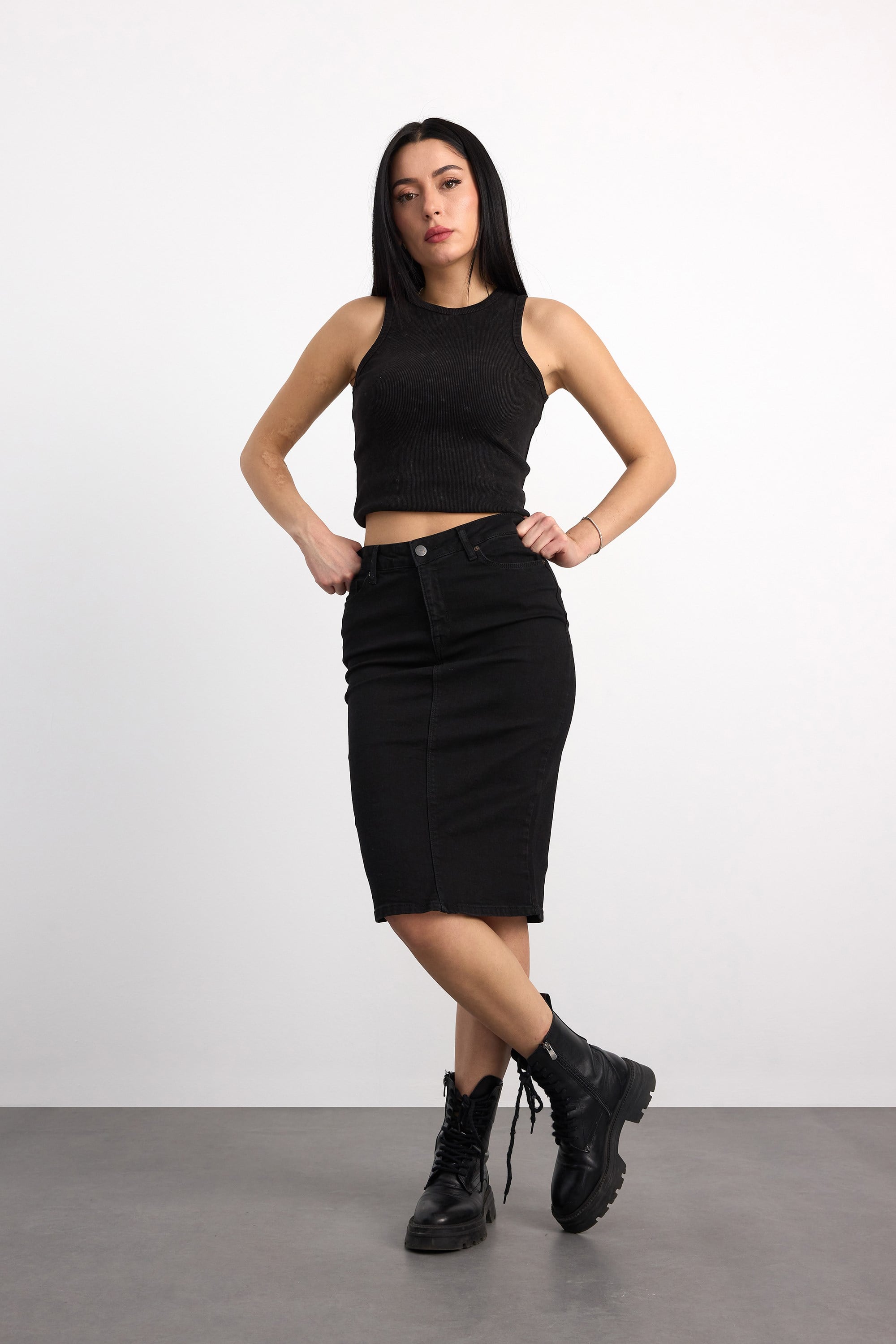 50286-73599 KADIN REGULAR FIT MIDI DENİM ETEK 50286-73599