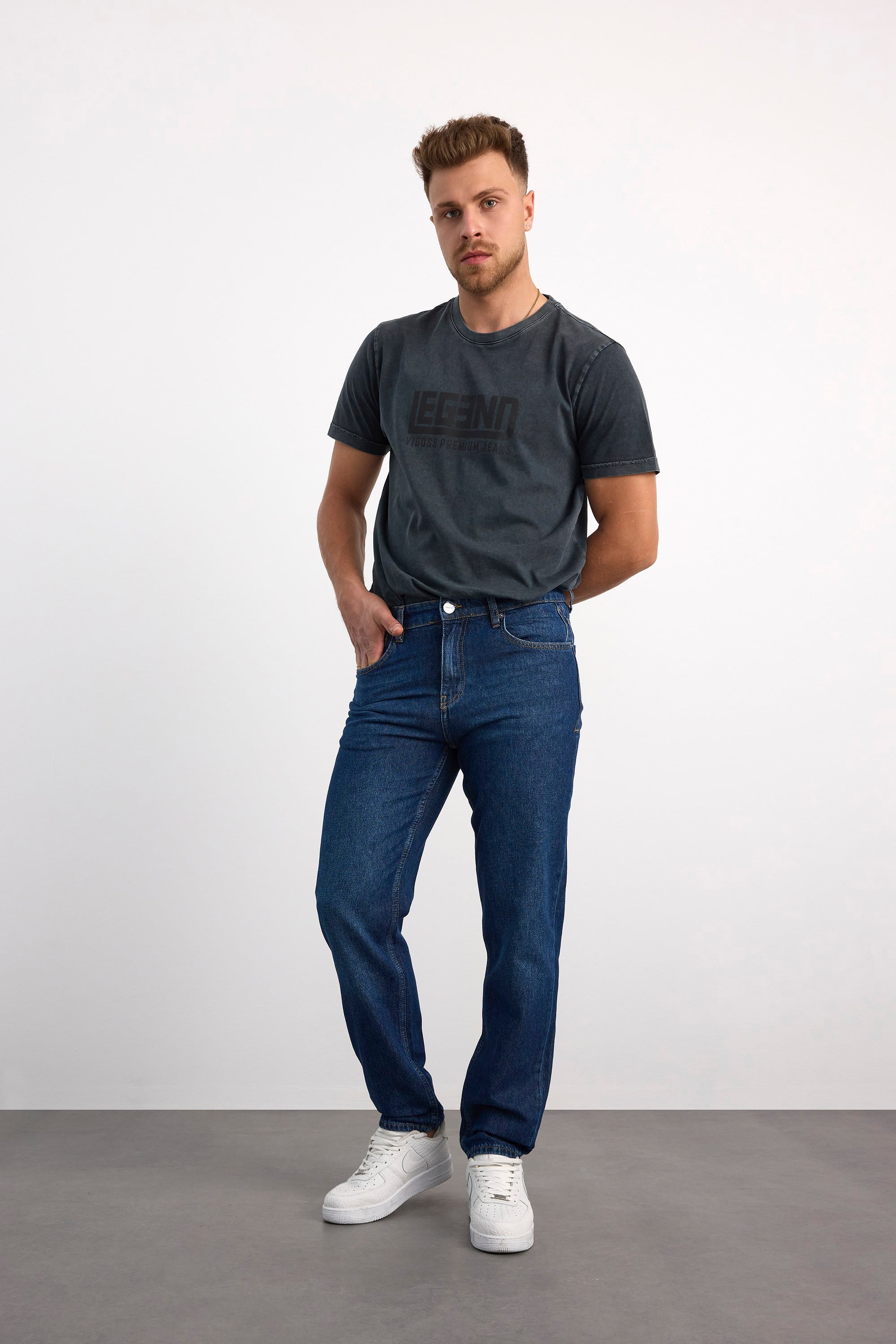 76094-73602 ERKEK TAPERED FİT MID WAIST SLİM LEG DENİM PANTOLON 76094-73602