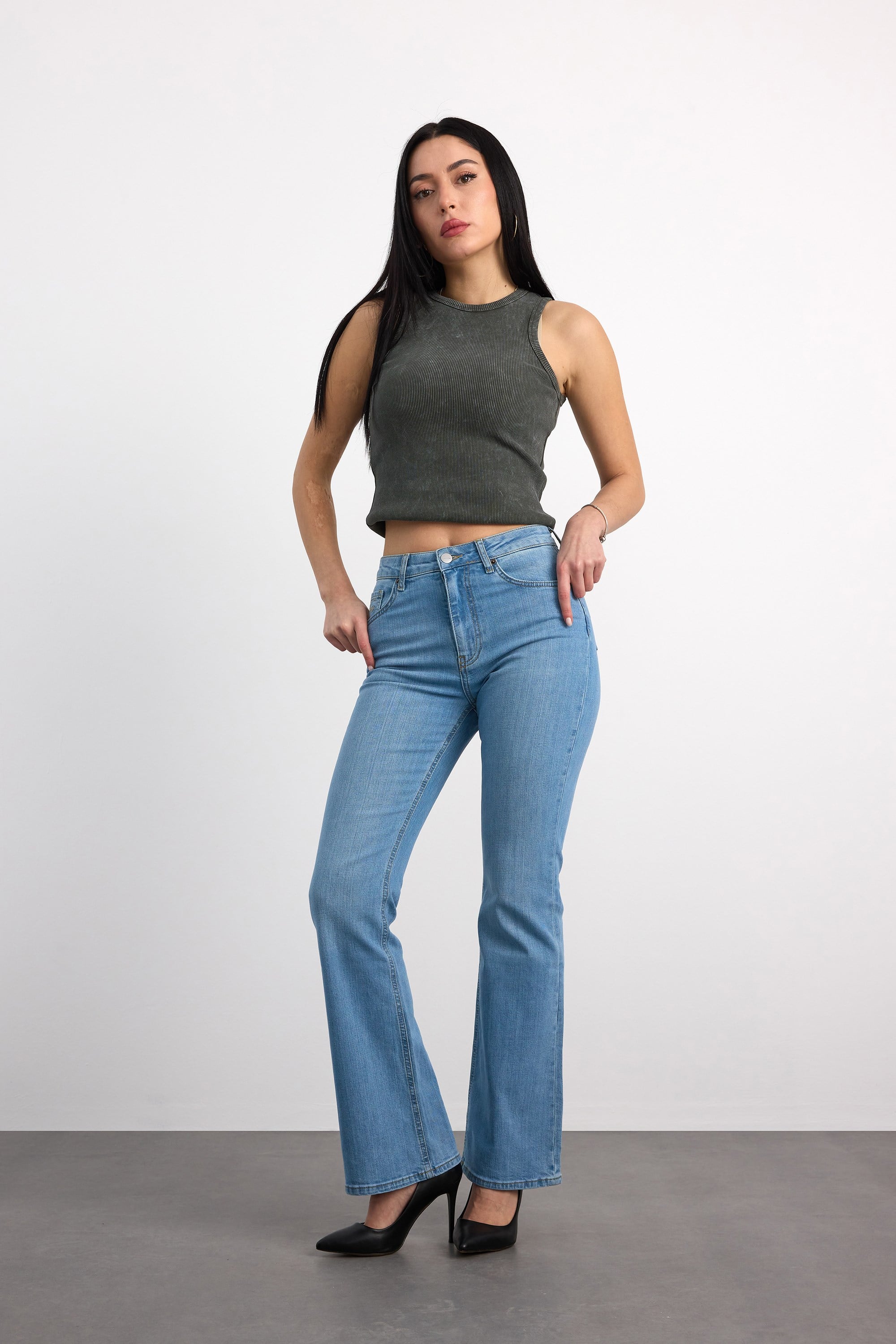 24352-70053 KADIN HIGHT WAIST FLARE DENİM PANTOLON 24352-70053