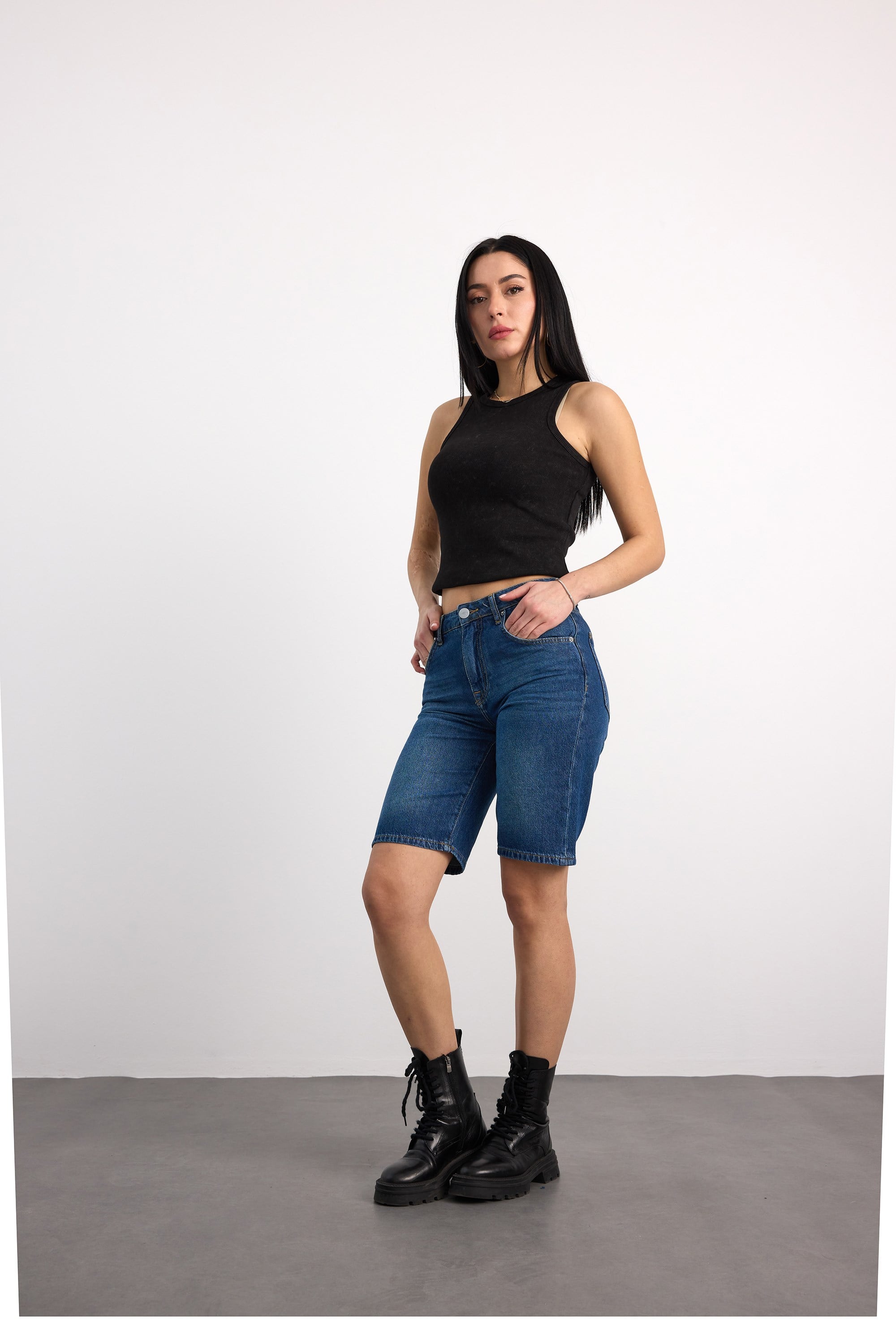 40392-73602 KADIN WIDE LEG DENİM BERMUDA 40392-73602