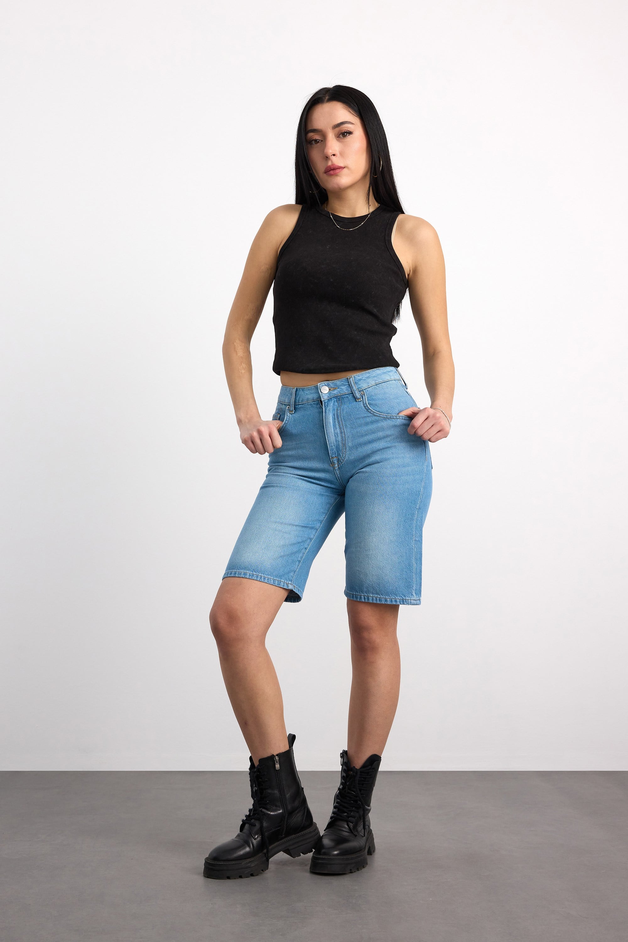 40392-73602 KADIN WIDE LEG DENİM BERMUDA 40392-73602