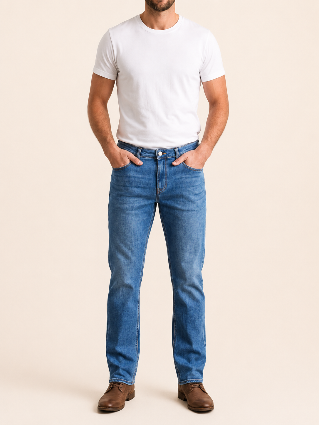 71991F-73604 ERKEK STRAIGHT FIT MID RISE DENİM PANTOLON 71991F-73604