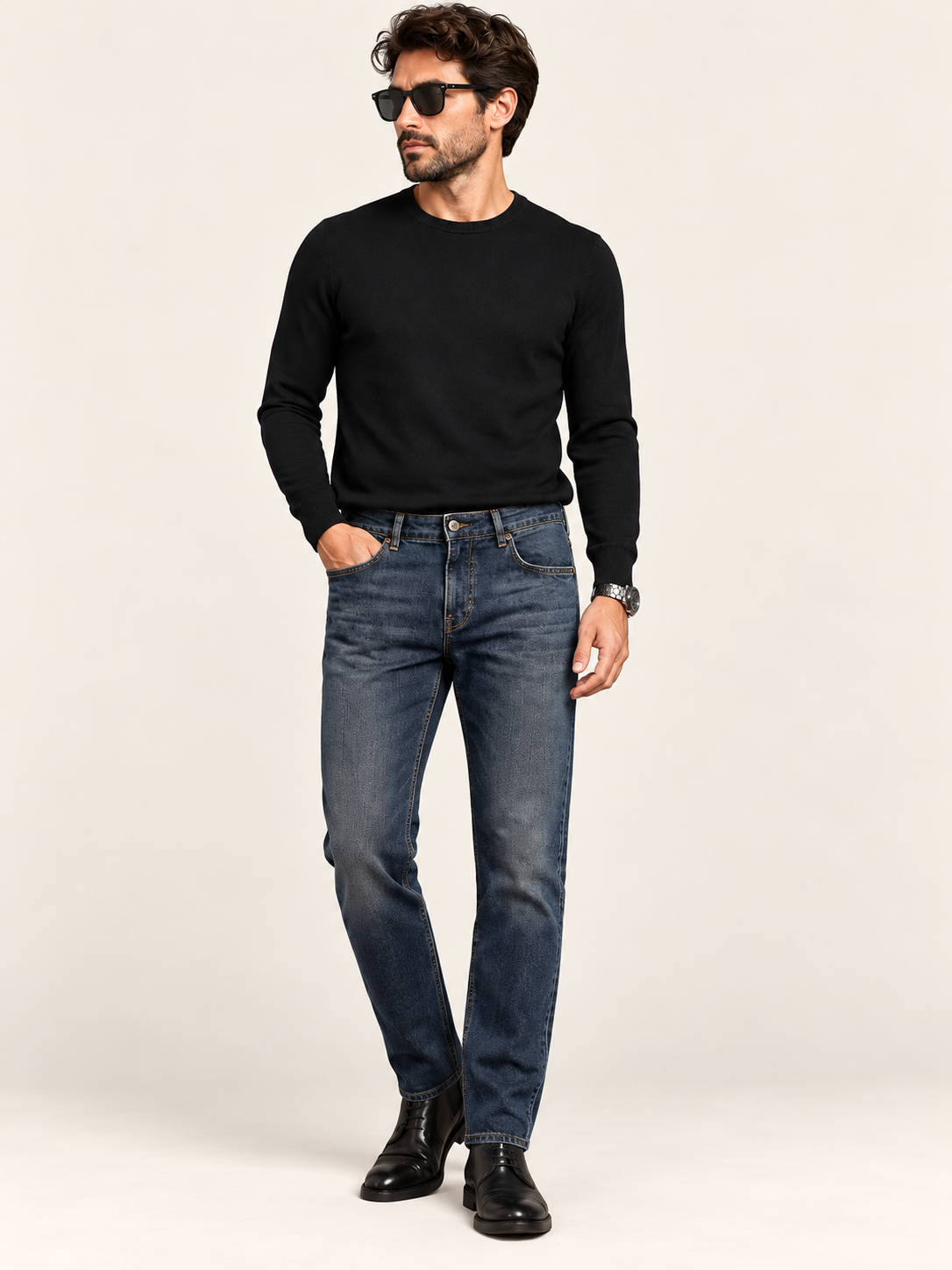 73509-73615 ERKEK STRAIGHT FIT MID RISE DENIM PANTOLON 73509-73615