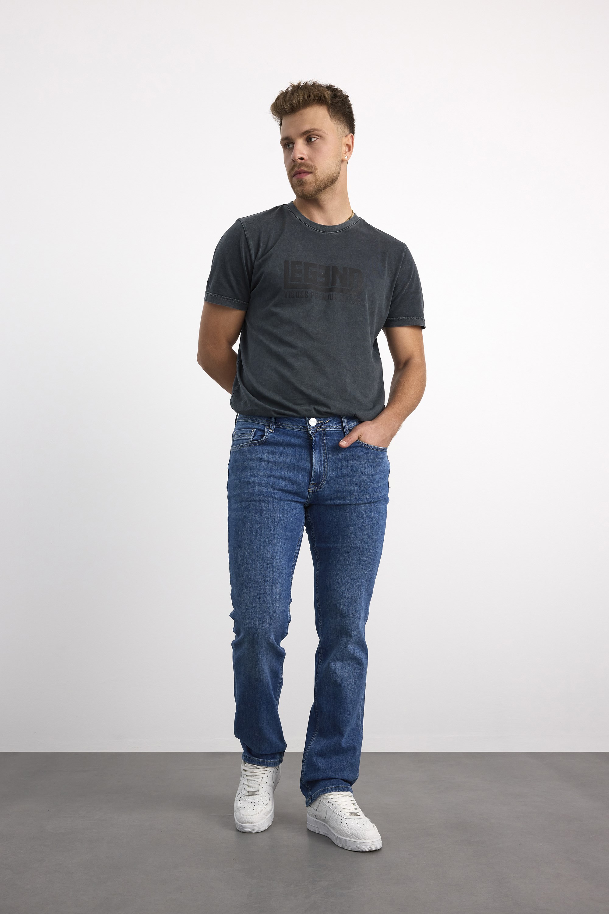 76081-09228 ERKEK DENİM REGULAR  FİT MID WAIST MİD LEG PANTOLON 76081-09228