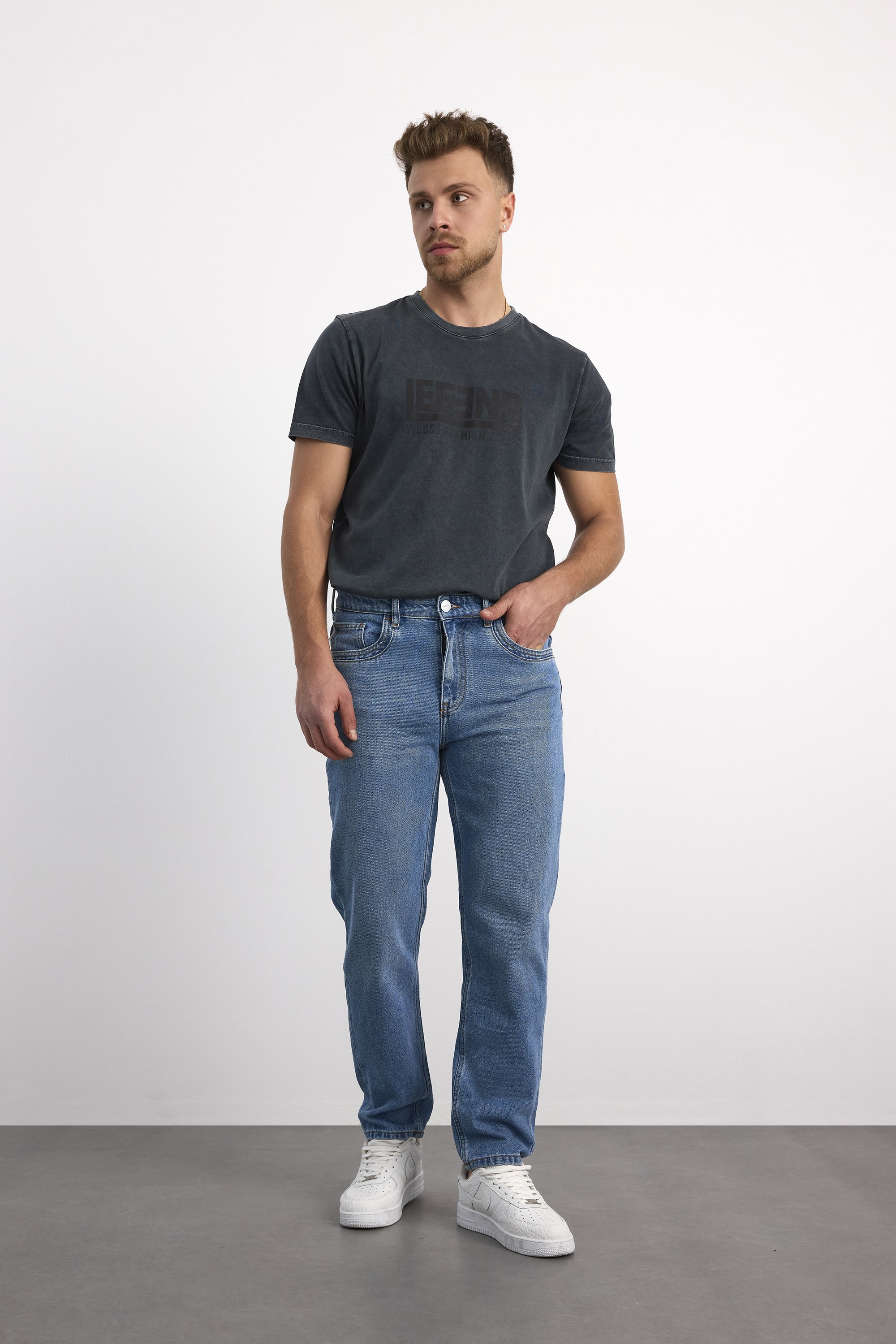 76082-70965 ERKEK TAPERED FİT MID WAIST SLİM LEG DENİM PANTOLON 76082-70965