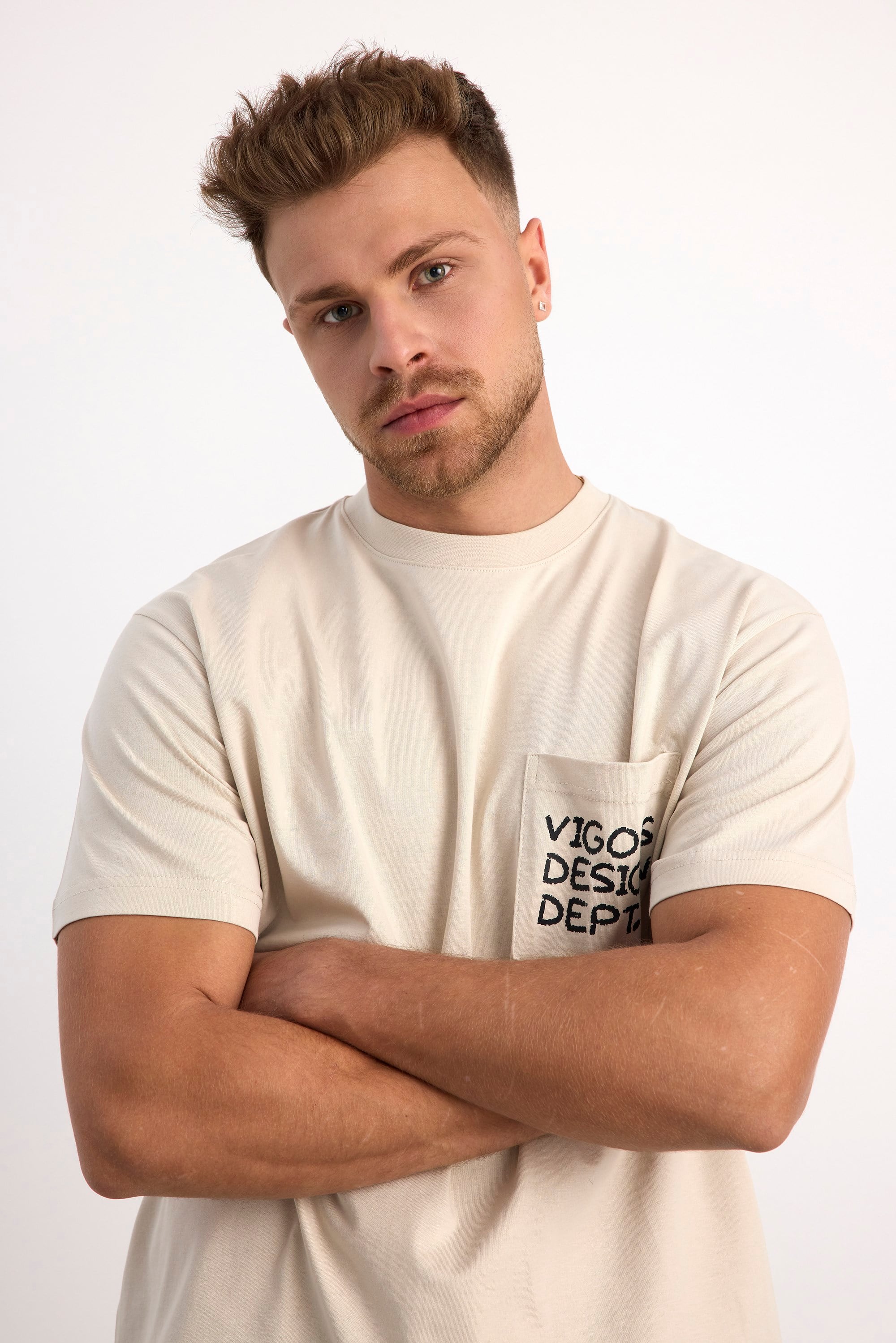 VIGOSS ACTION OVERSIZE BASKILI ERKEK T-SHIRT CEPLİ 63084-30226