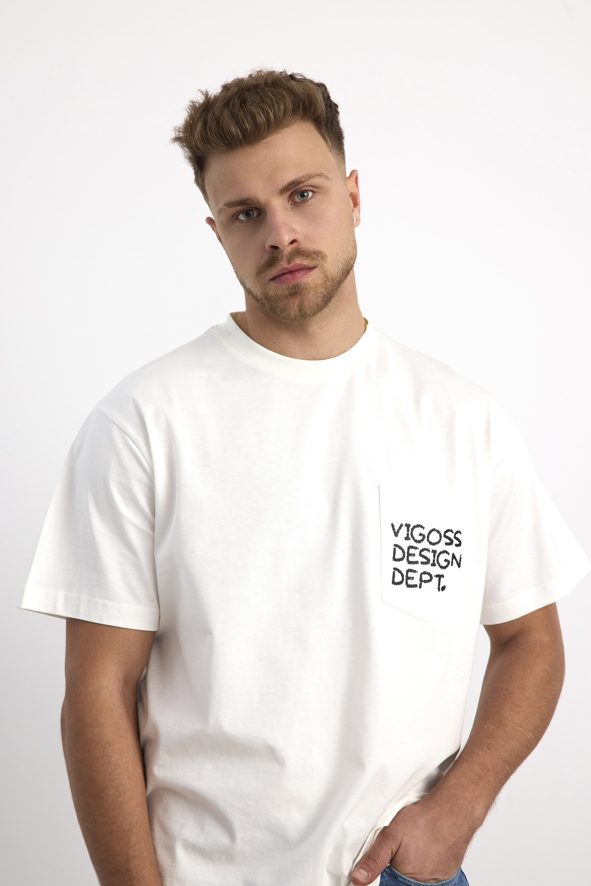 VIGOSS ACTION OVERSIZE BASKILI ERKEK T-SHIRT CEPLİ 63084-30226