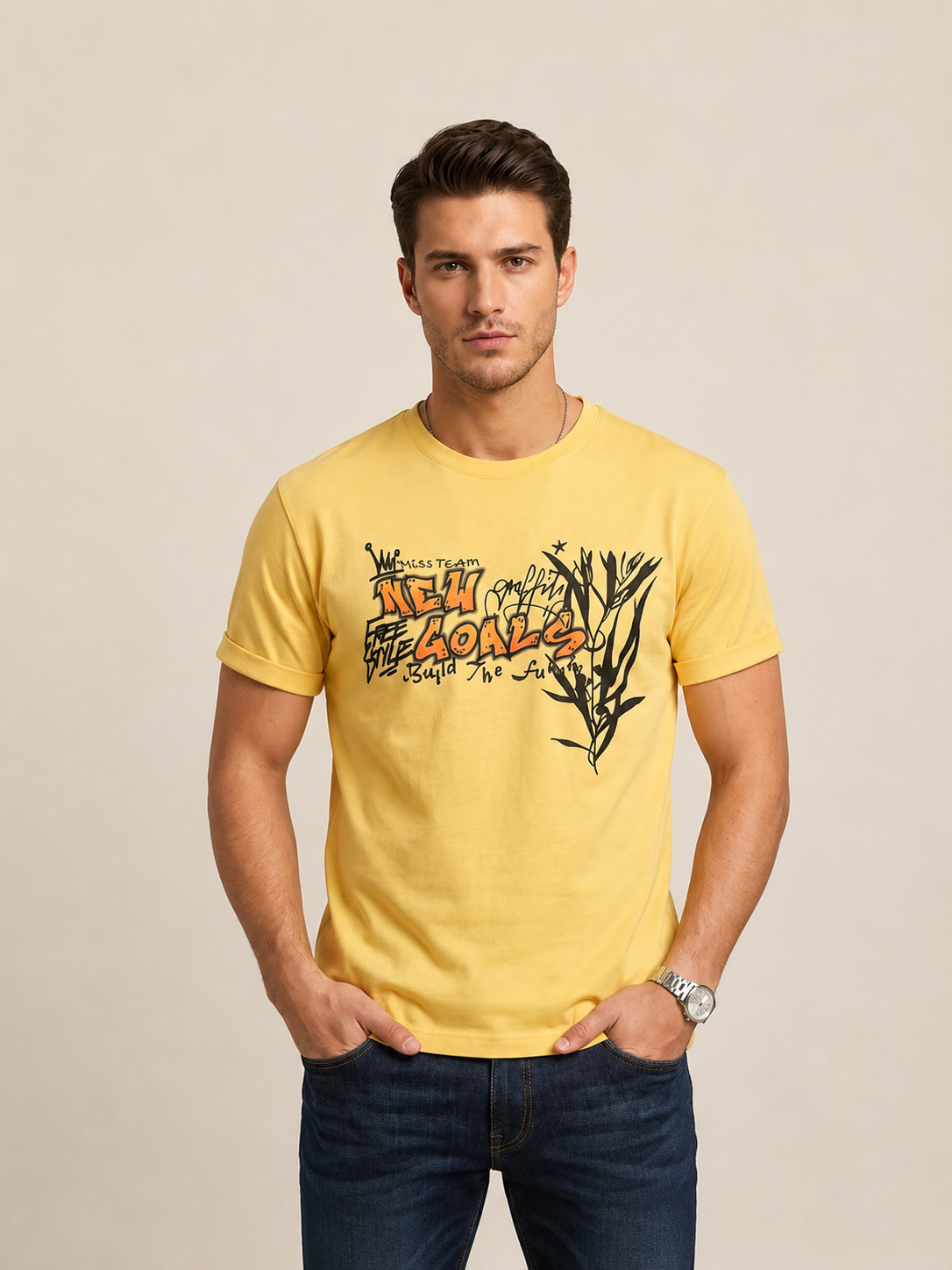 VIGOSS BASKILI OVERSIZE ERKEK T-SHIRT 62536-30010