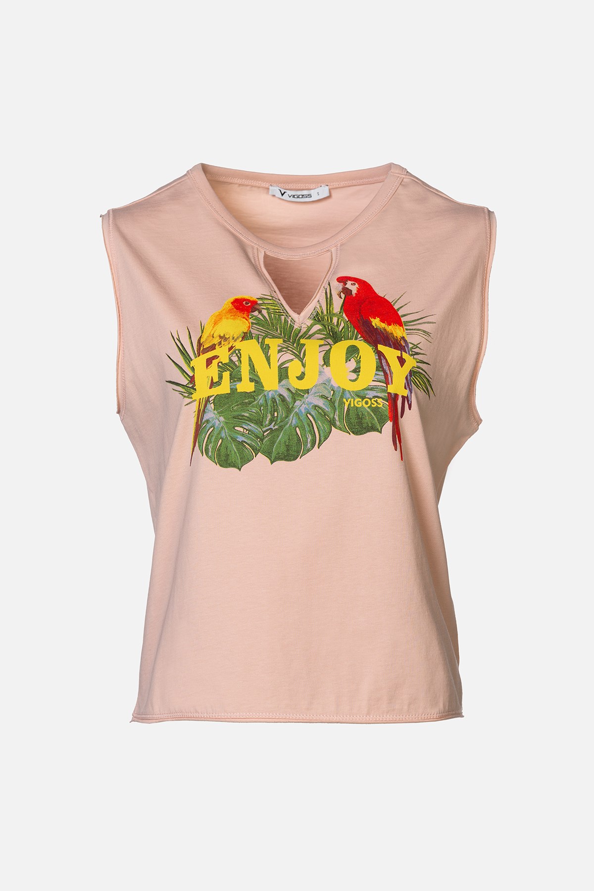 VİGOSS BASKILI SIFIR KOL KADIN T-SHIRT 11921-03370