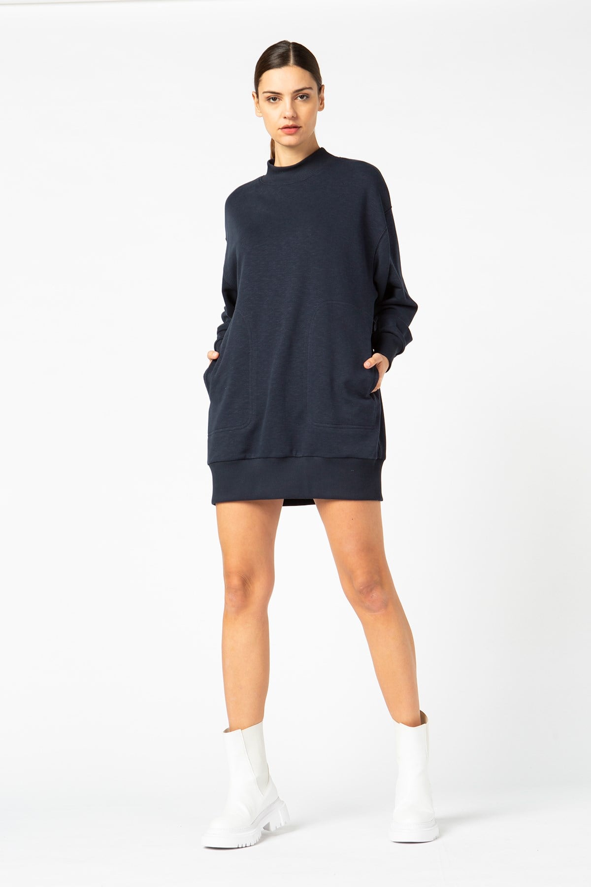 VIGOSS KADIN BALIKÇI YAKA UZUN SWEATSHIRT  . 13340-00324