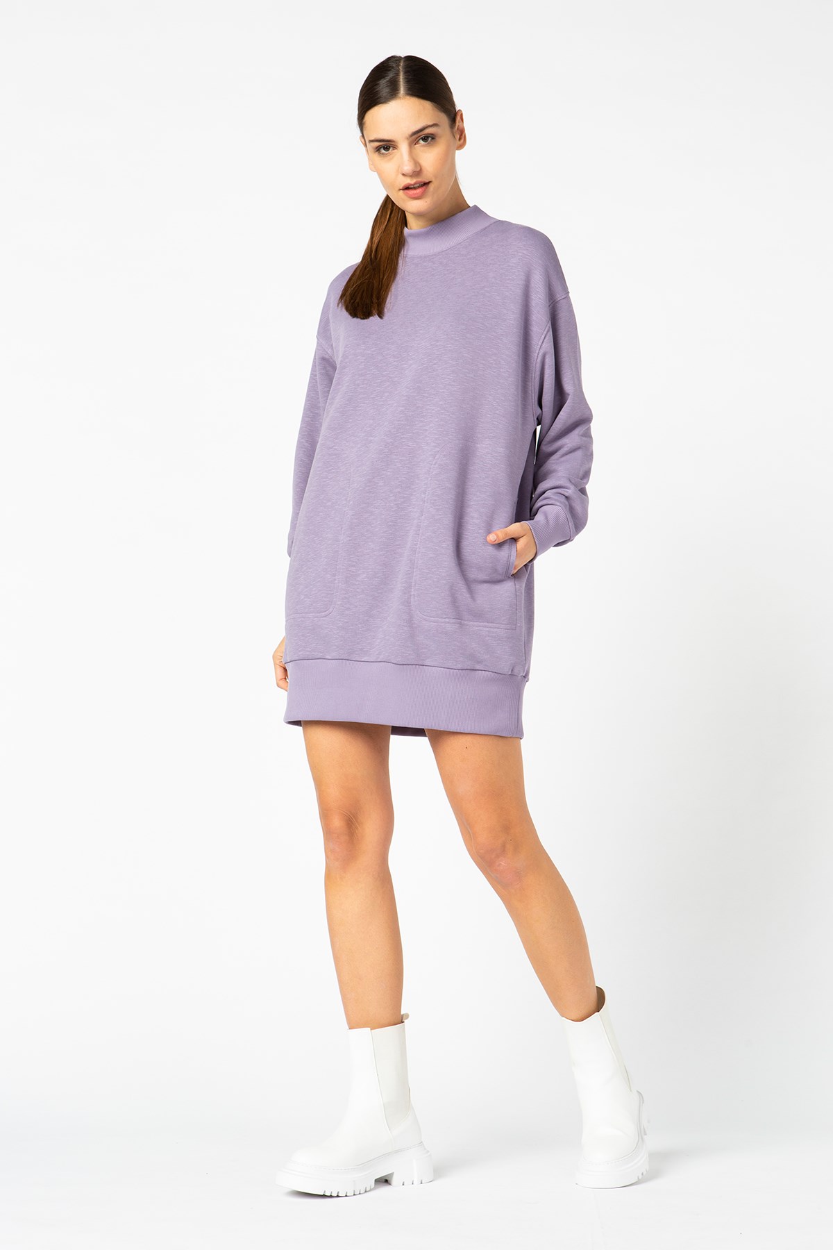 VIGOSS KADIN BALIKÇI YAKA UZUN SWEATSHIRT  . 13340-00324