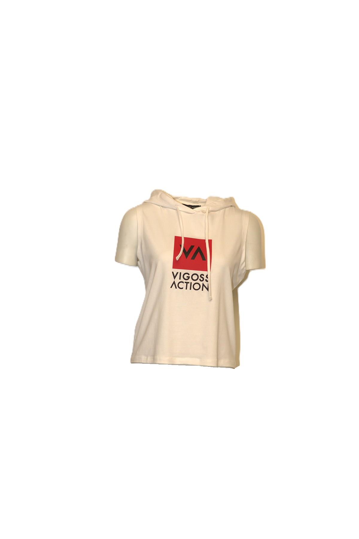 VS1306  KAPŞONLU KOLSUZ KADIN T-SHIRT 13541-00327