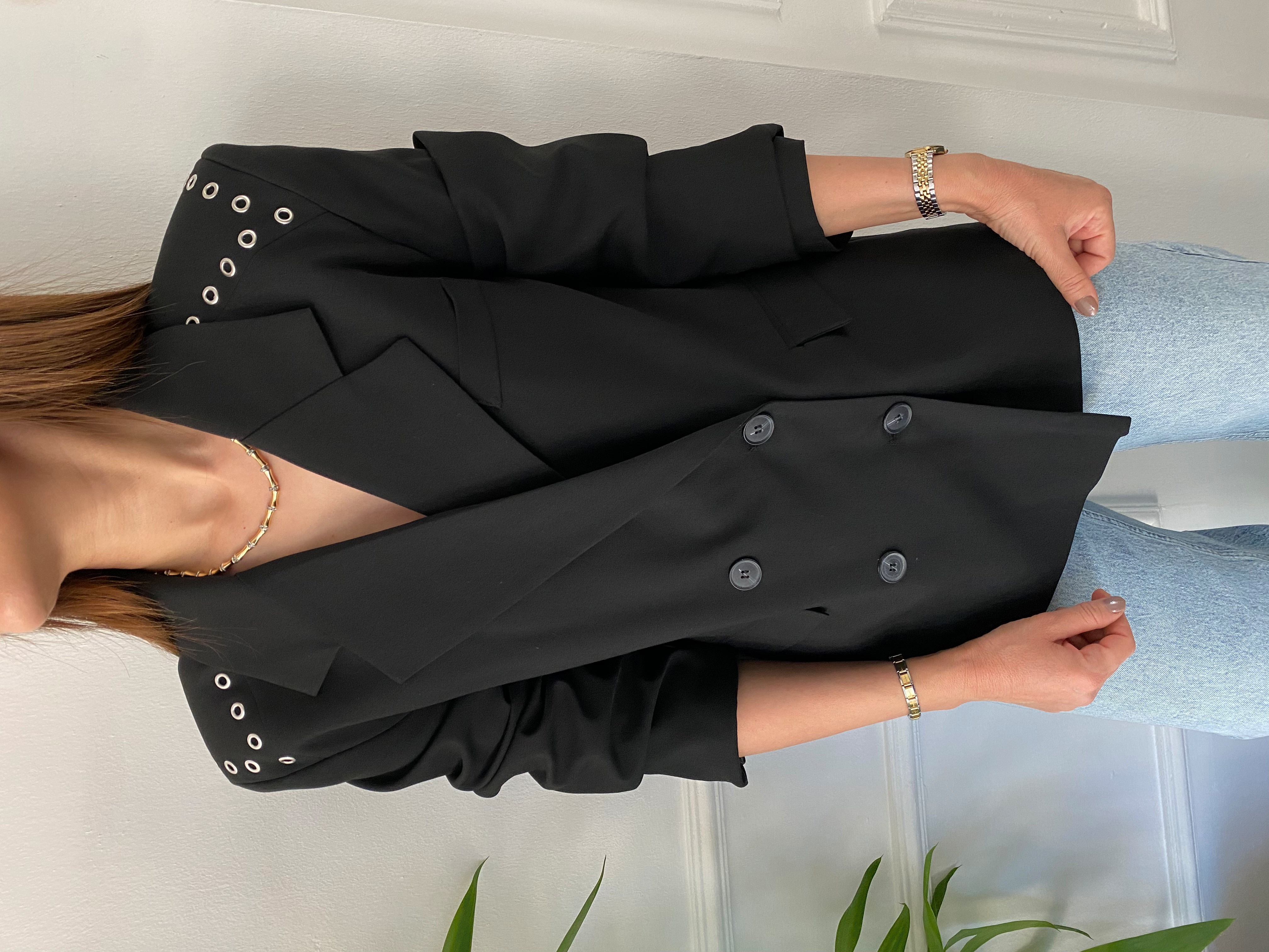 Omuz Detaylı Blazer Ceket Siyah