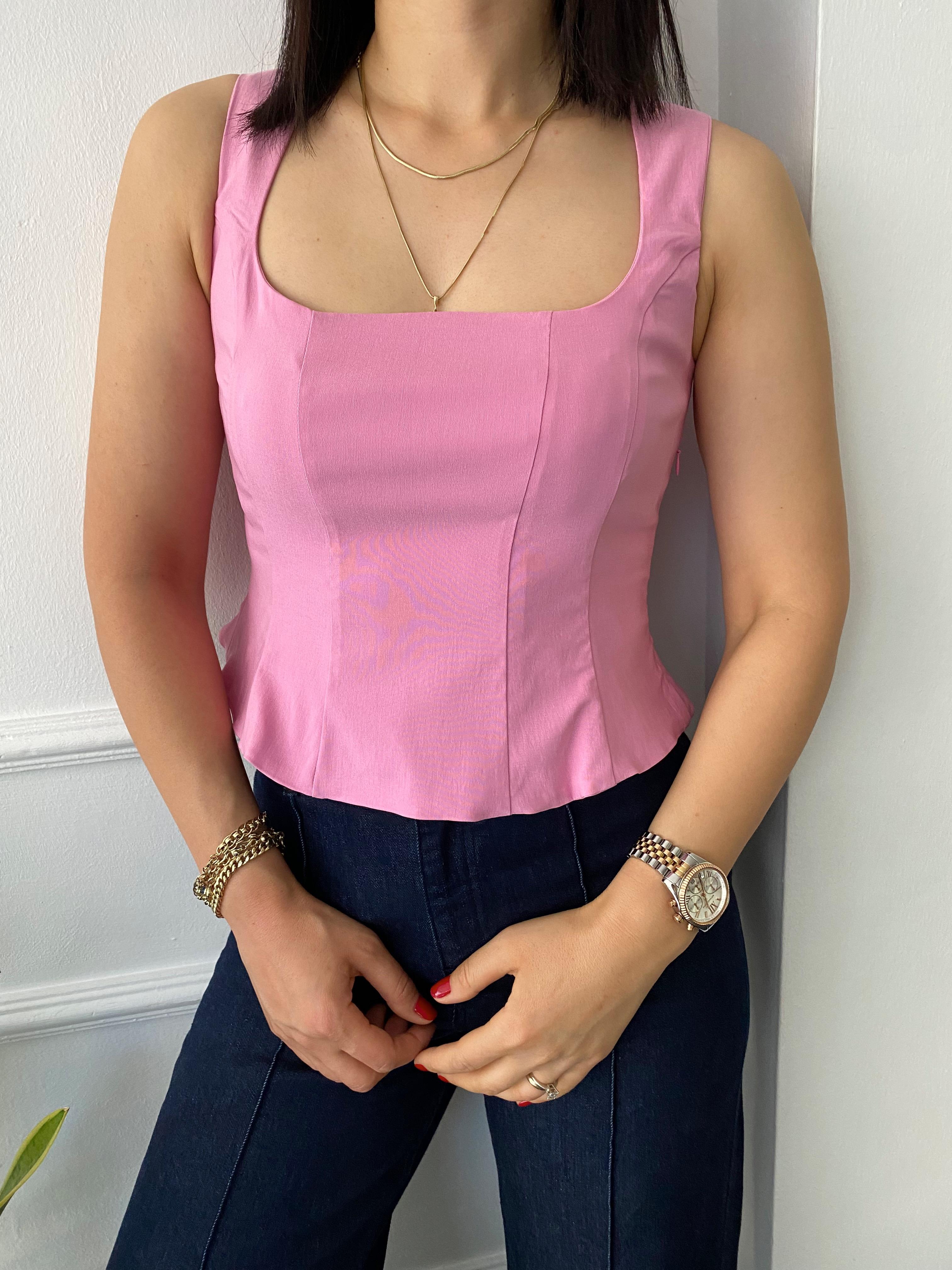 Peplum Korse Bluz Pembe