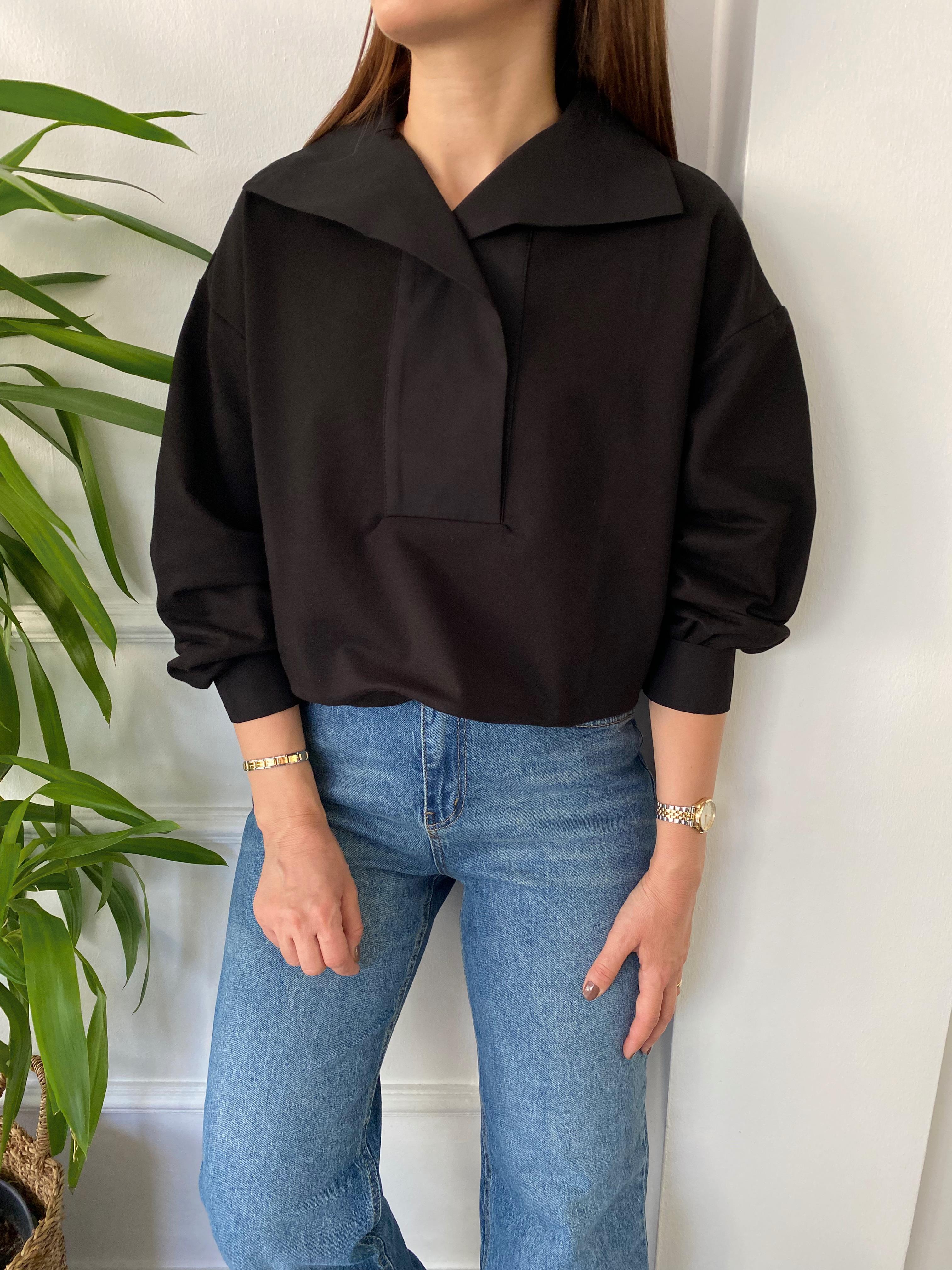 Altı Lastikli Sweat Siyah