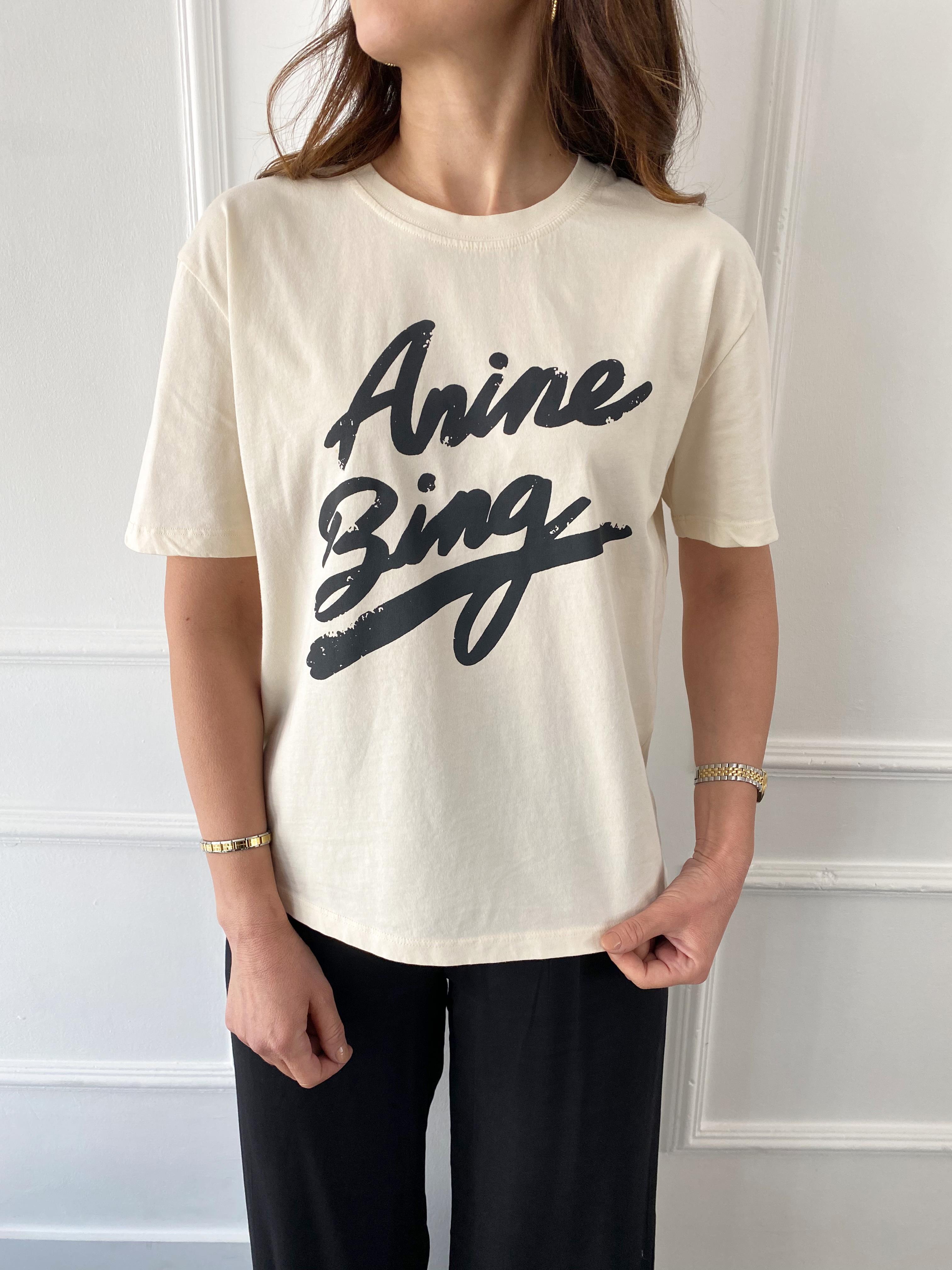 Anine Bing Baskılı Tişort Ekru