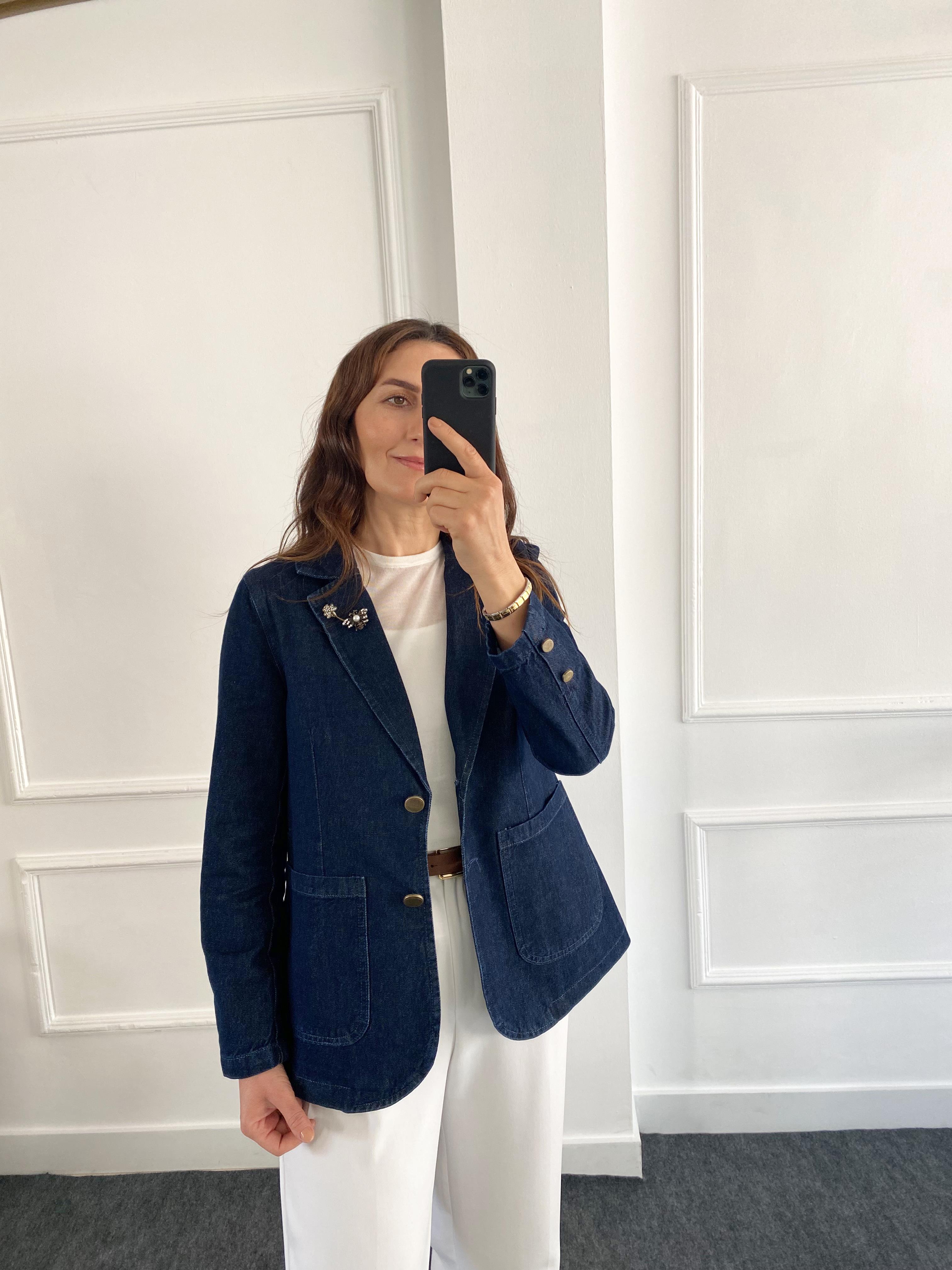 Astarlı Blazer Kot Ceket Lacivert