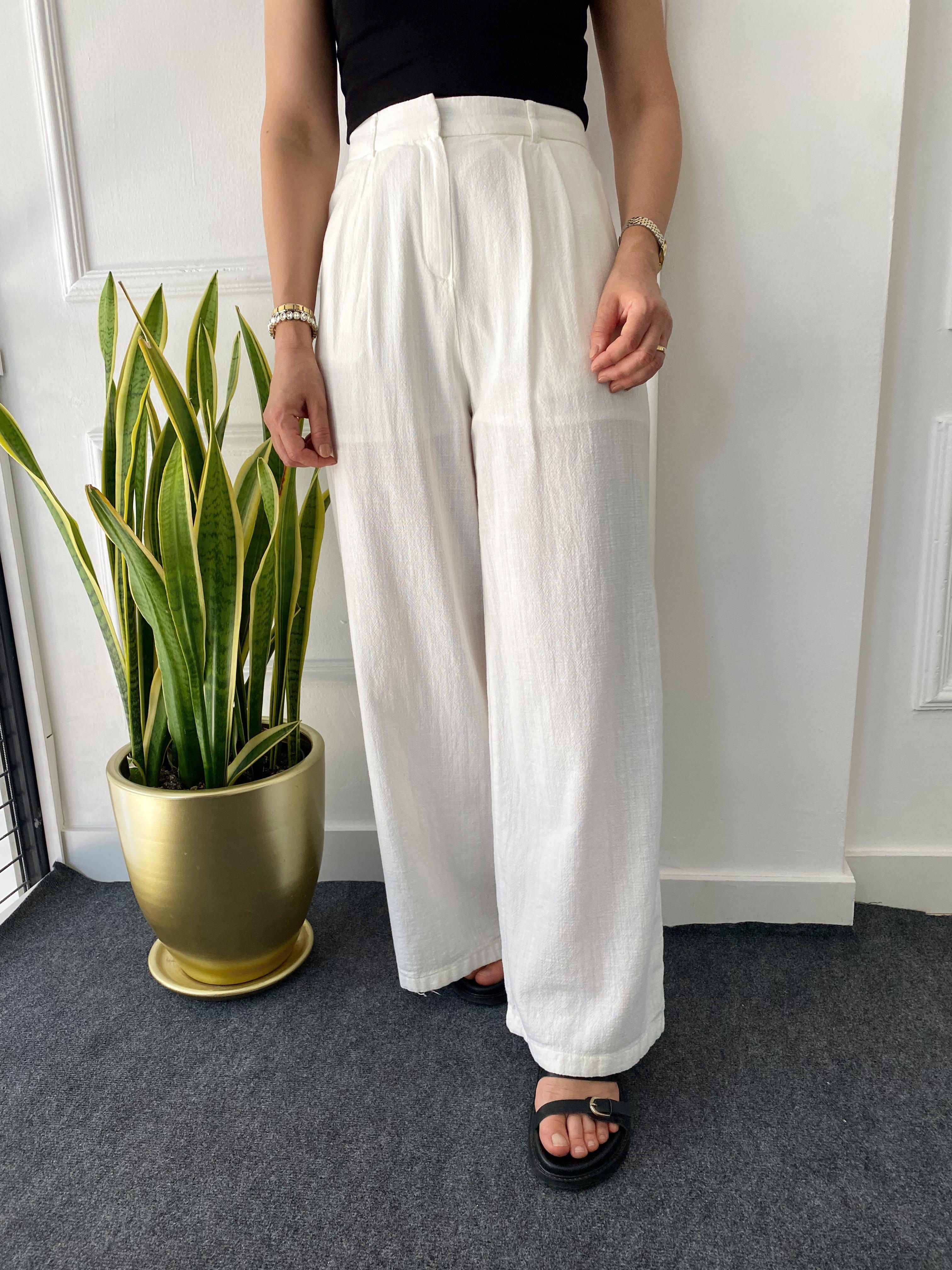 Bol Paça Keten Pantalon Ekru