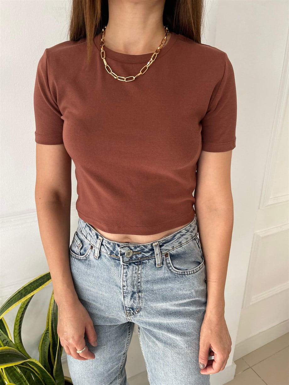 Crop Tshirt Kahve