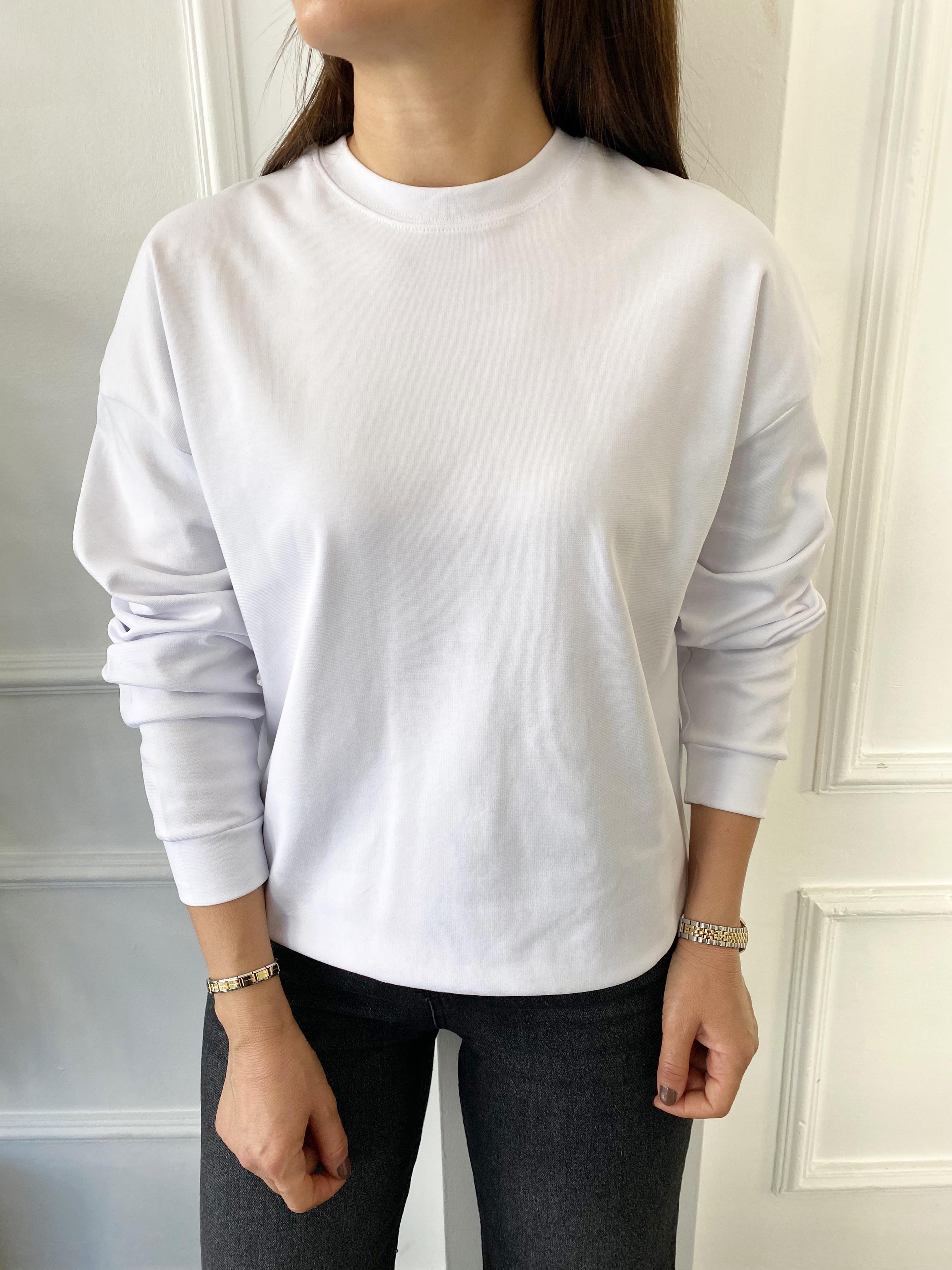 Düz Sweatshirt Beyaz