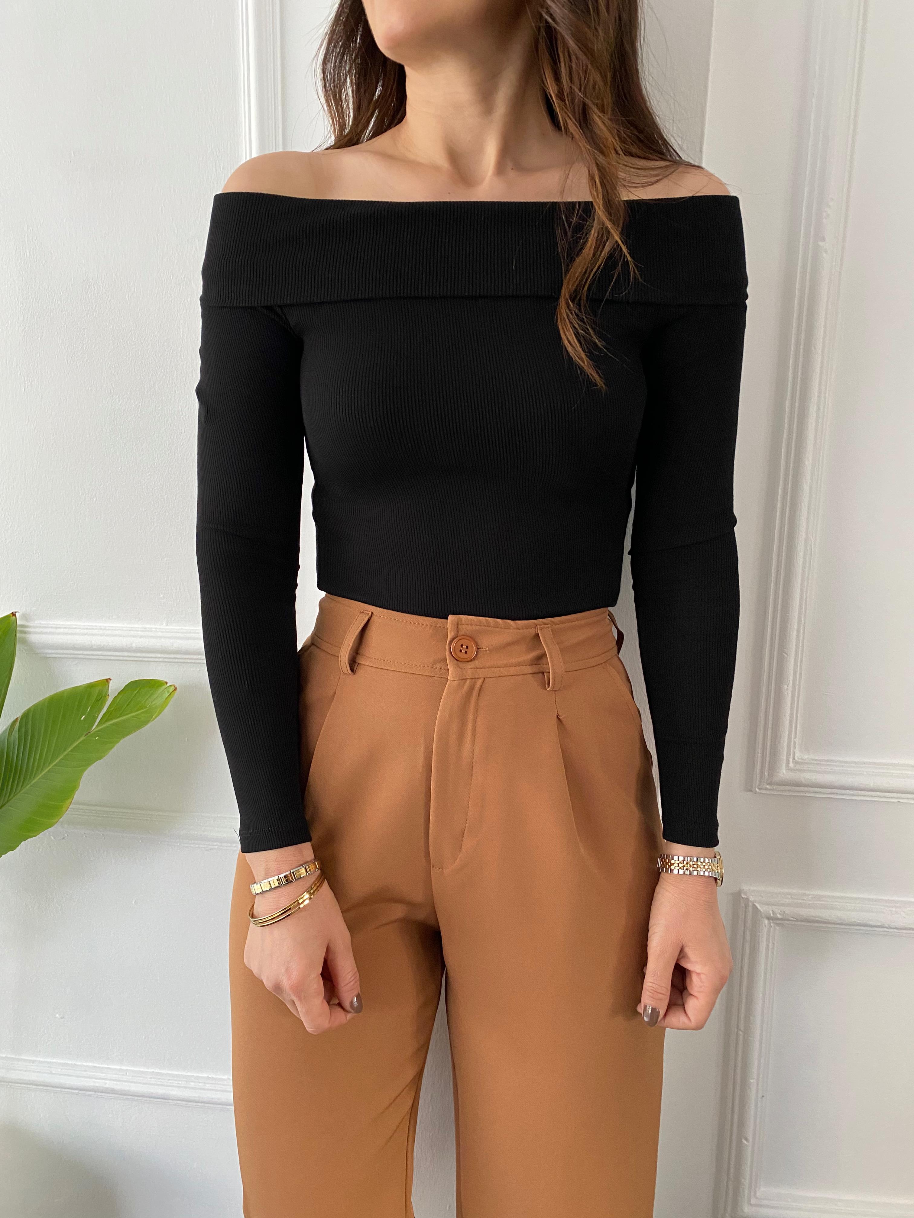 Kaşkorse Madonna Yaka Body Siyah