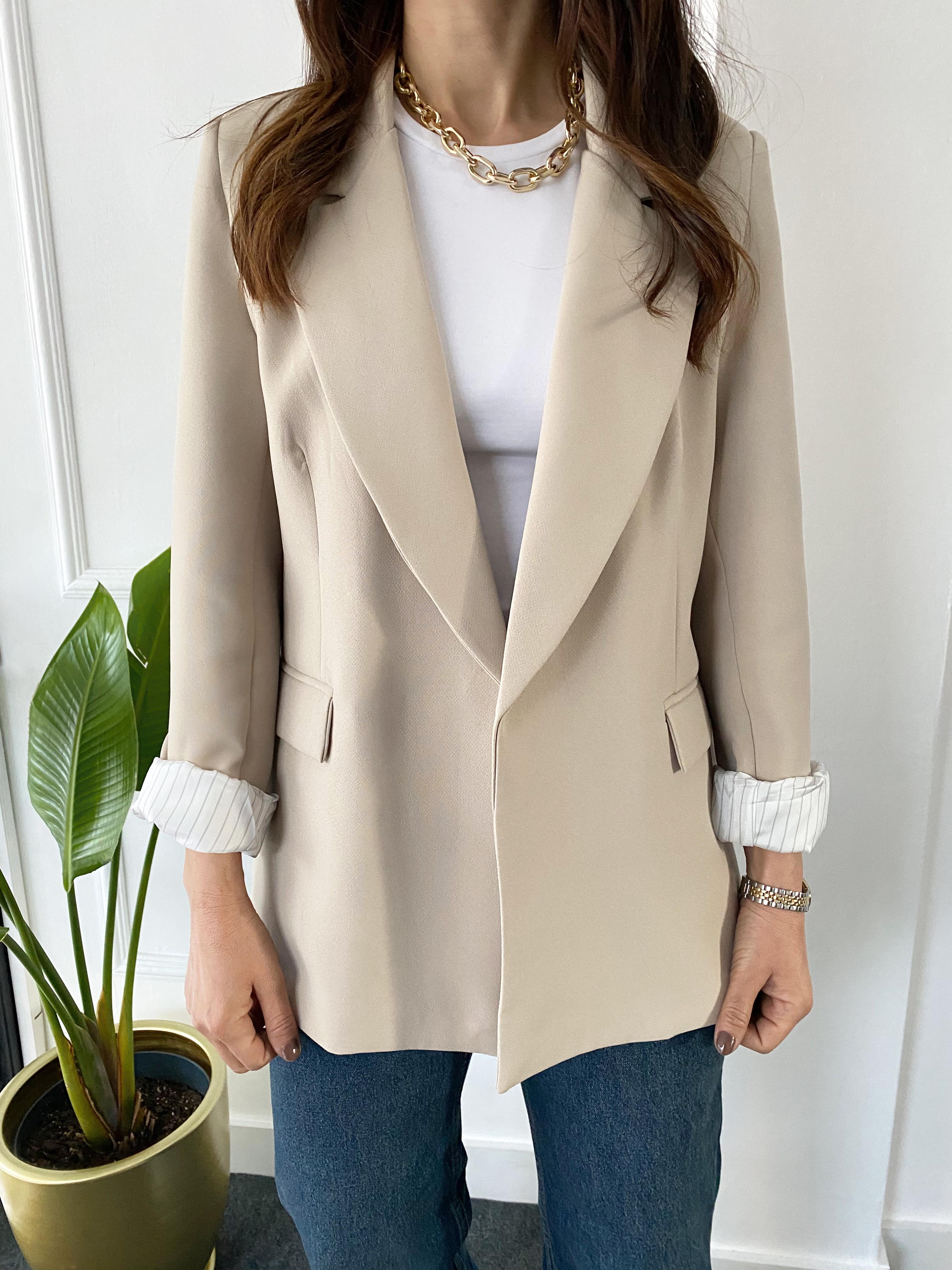 Kolu Katlamalı  Blazer Ceket Taş