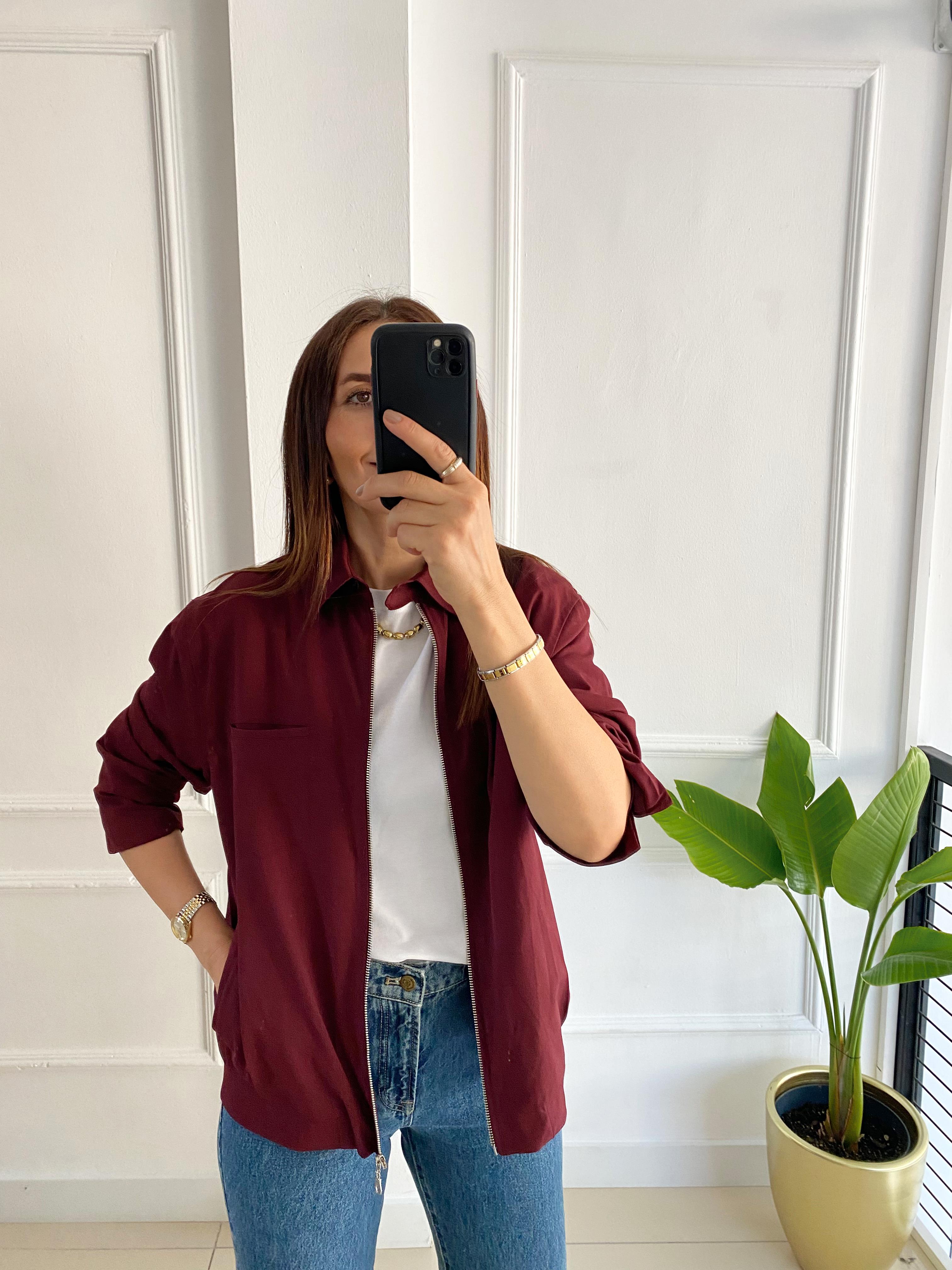 Lizbon Fermuarlı Ceket Bordo