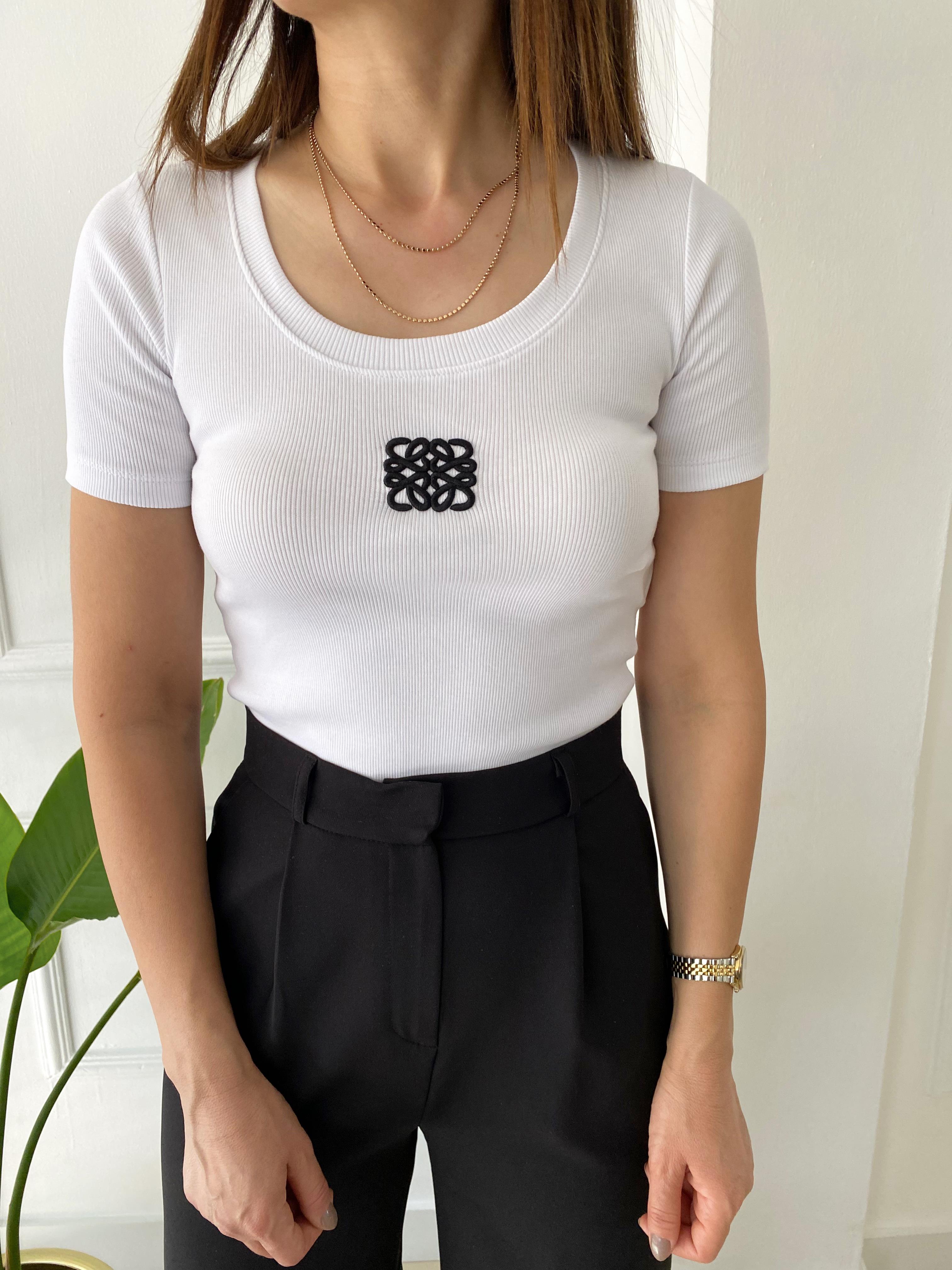 Nakışlı Fitilli Body Beyaz