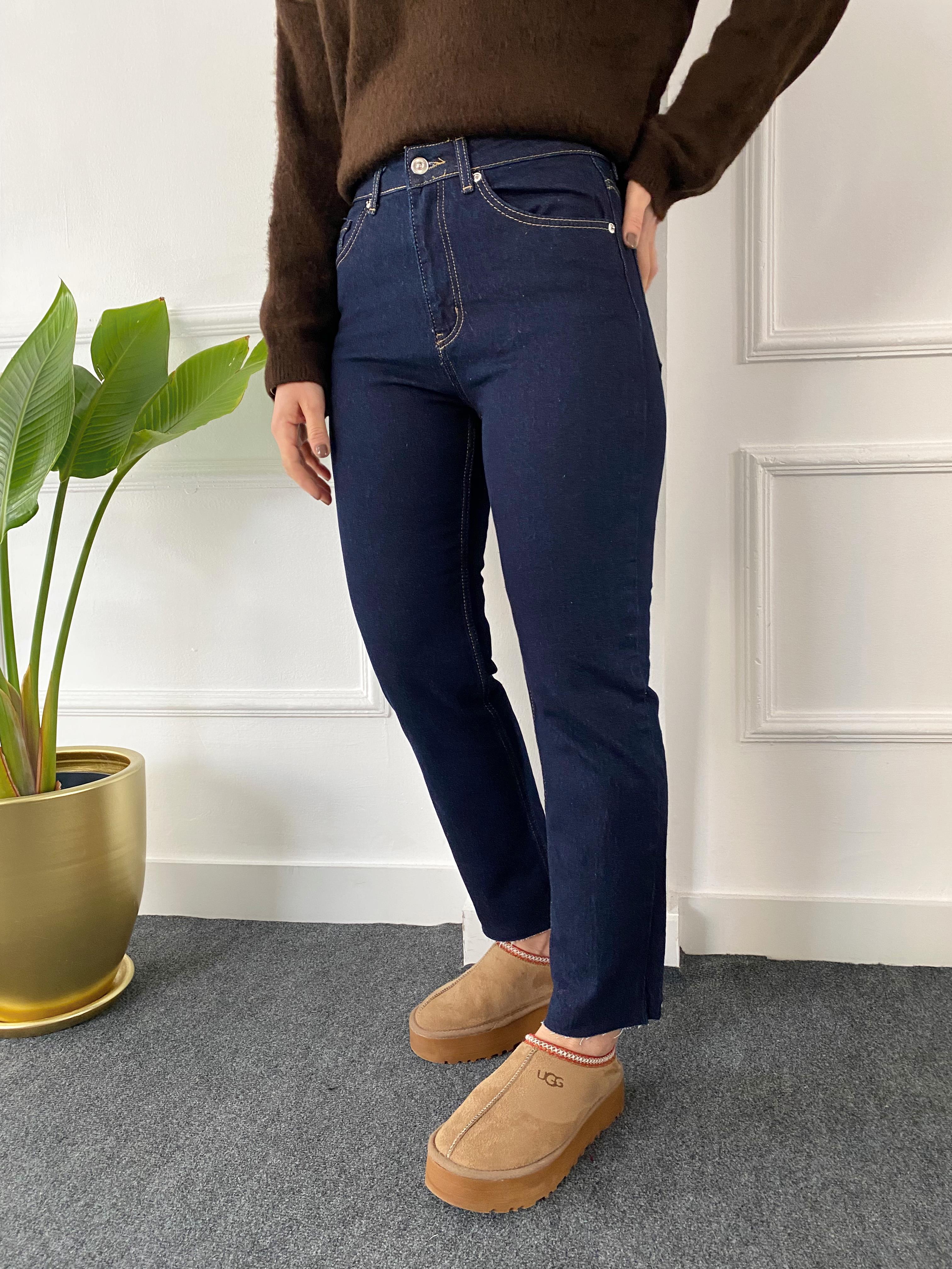 Orj Marka Boyfit Kesik Paça Jean Lacivert