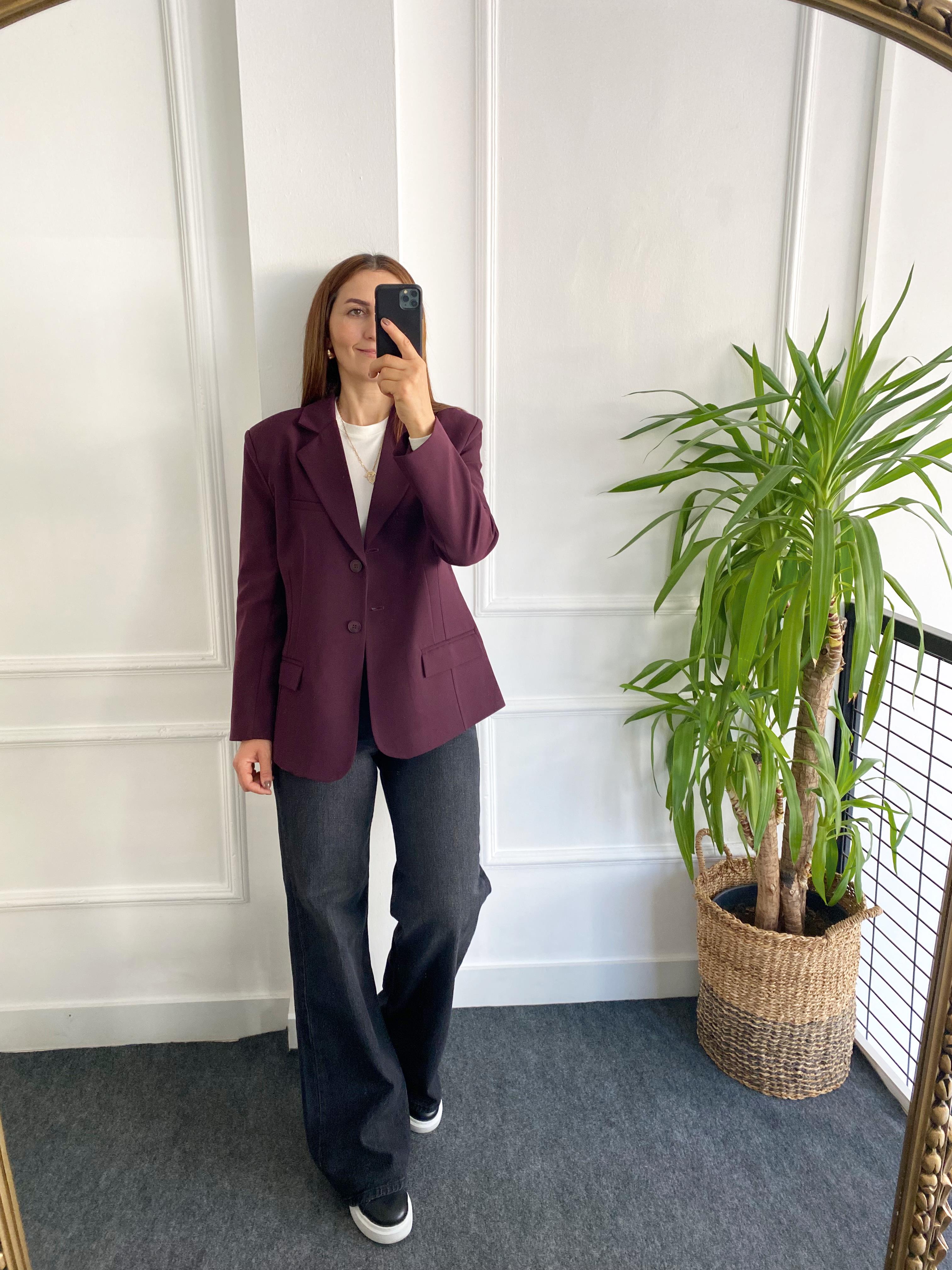 Premıum Blazer Ceket Mürdüm