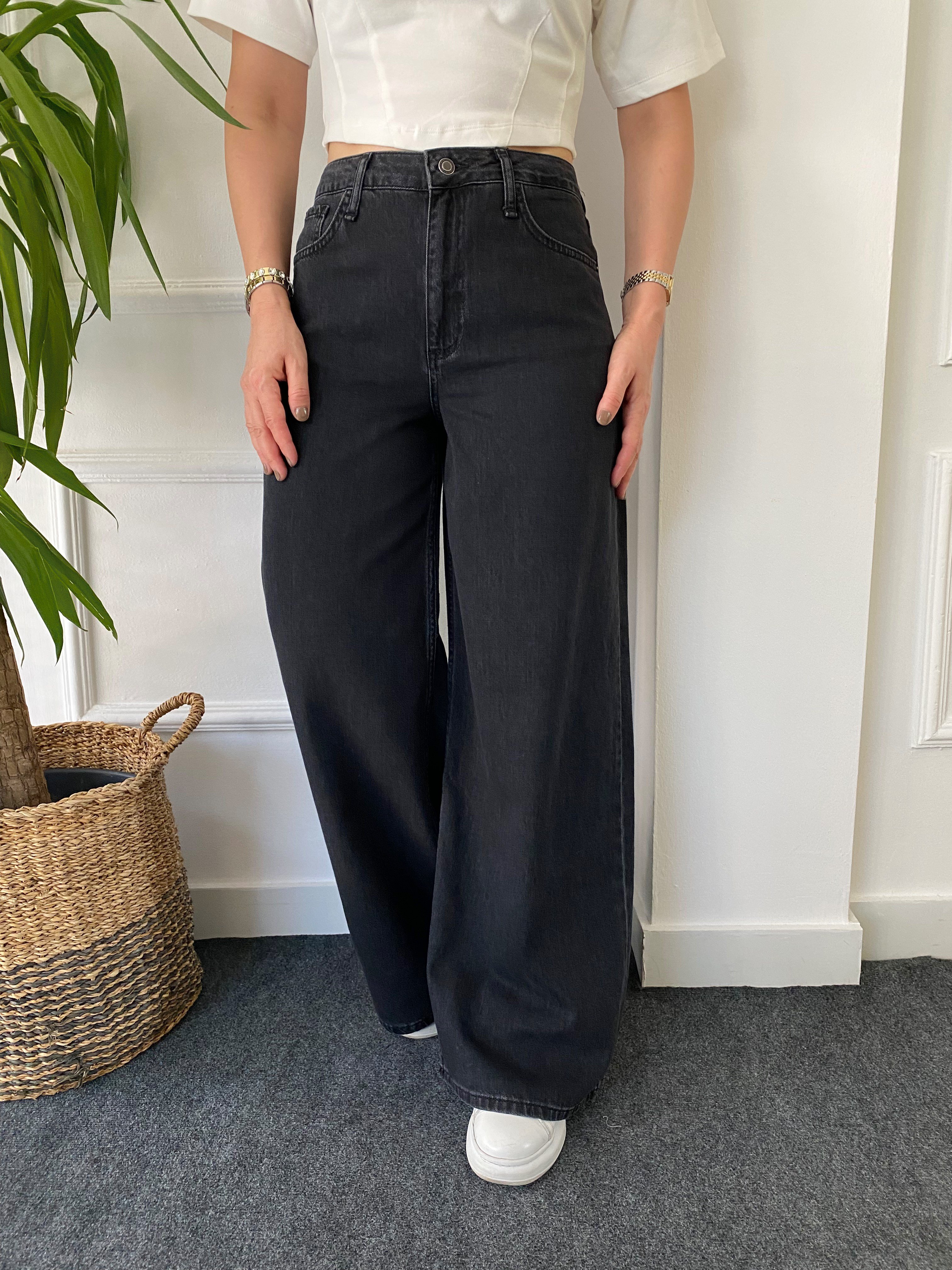 Ultra Wide Ankle Jean Antrasit