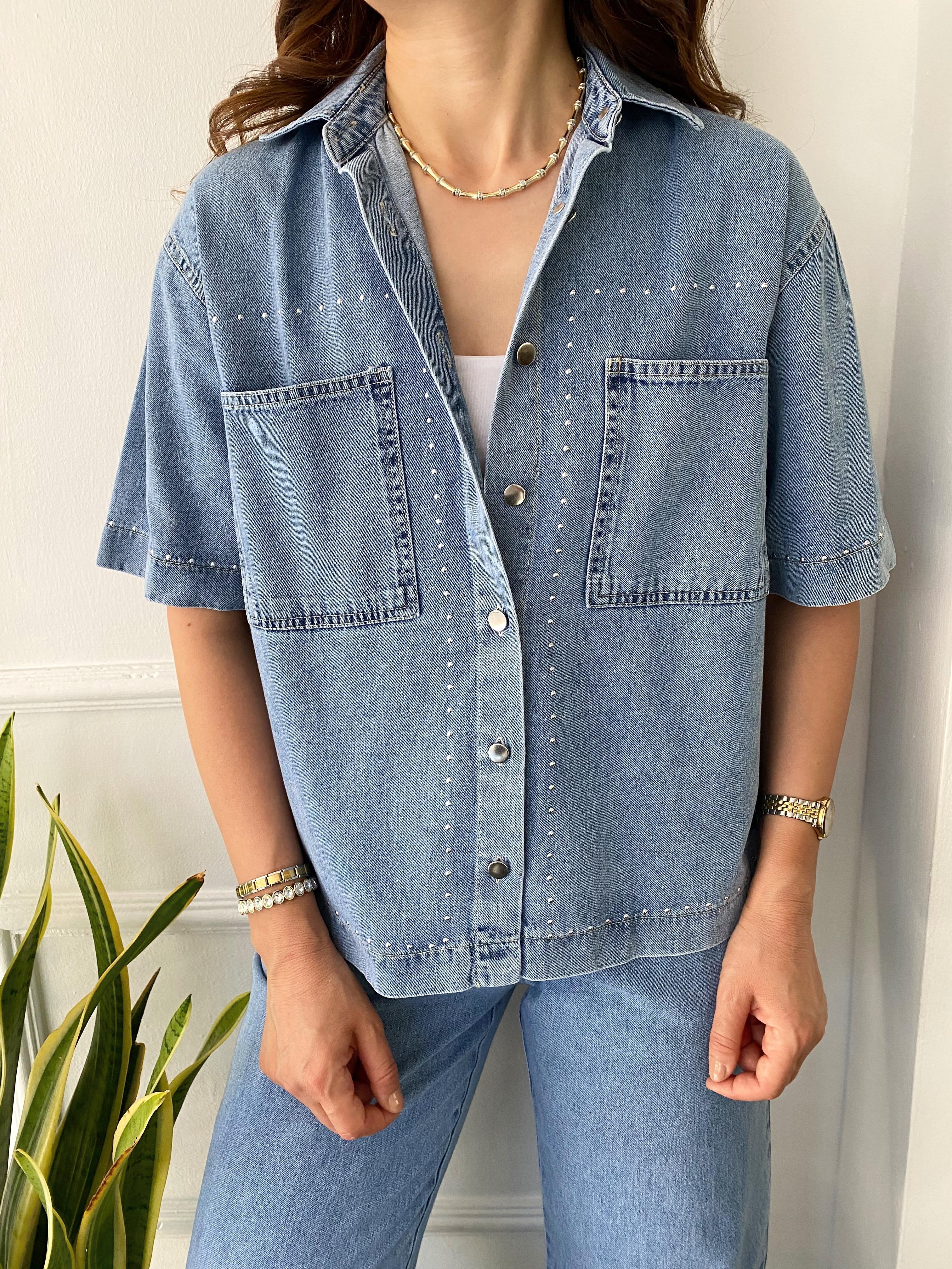 Zımba Detaylı İnce Denim Takım Açık Mavi · 6