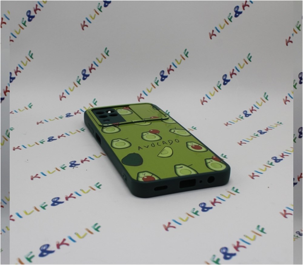 Samsung A12  Avakado Desenli Kamera Korumalı Kılıf