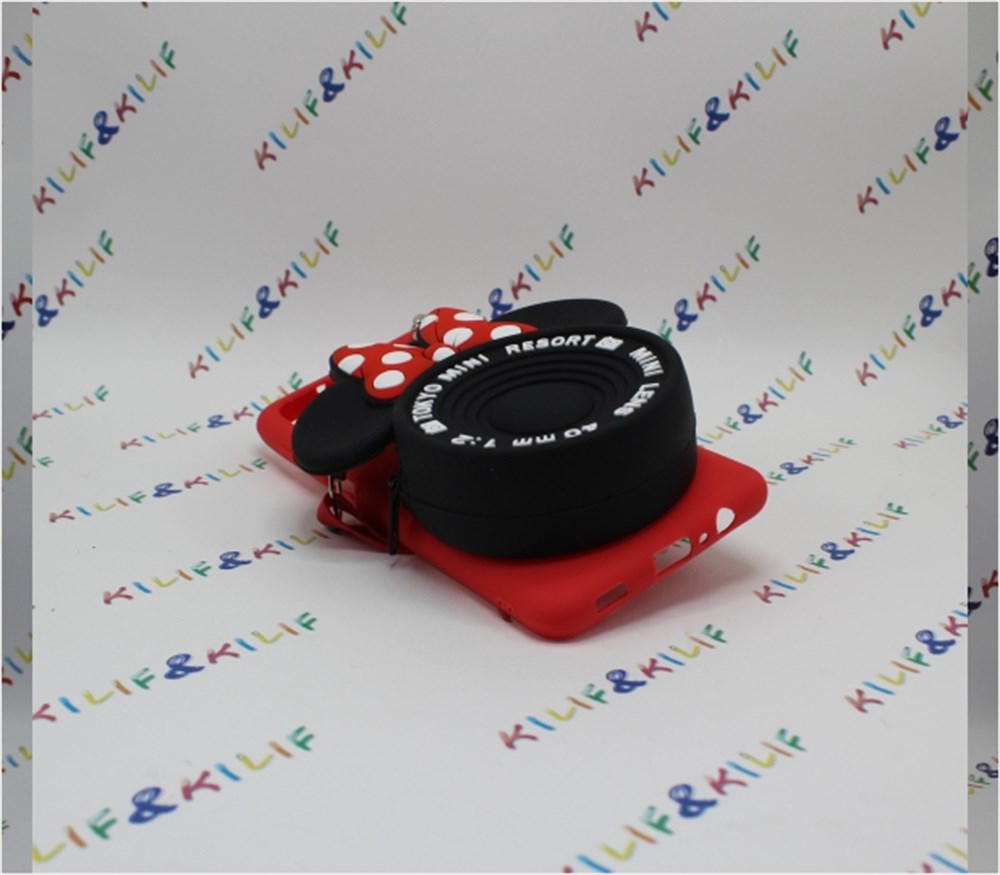 Samsung A12 Minie Mouse Çantalı Silikon Kılıf
