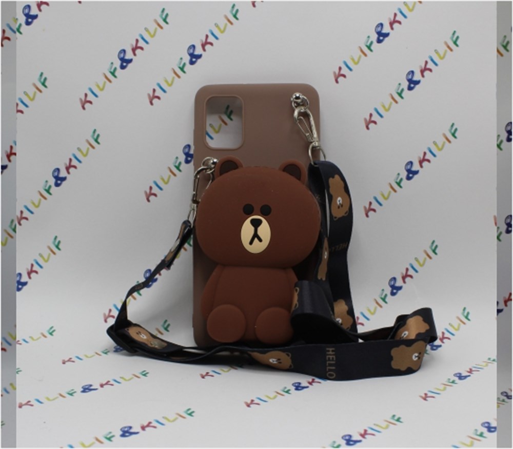 Samsung A31 Sevimli Teddy Bear Çantalı Silikon Kılıf