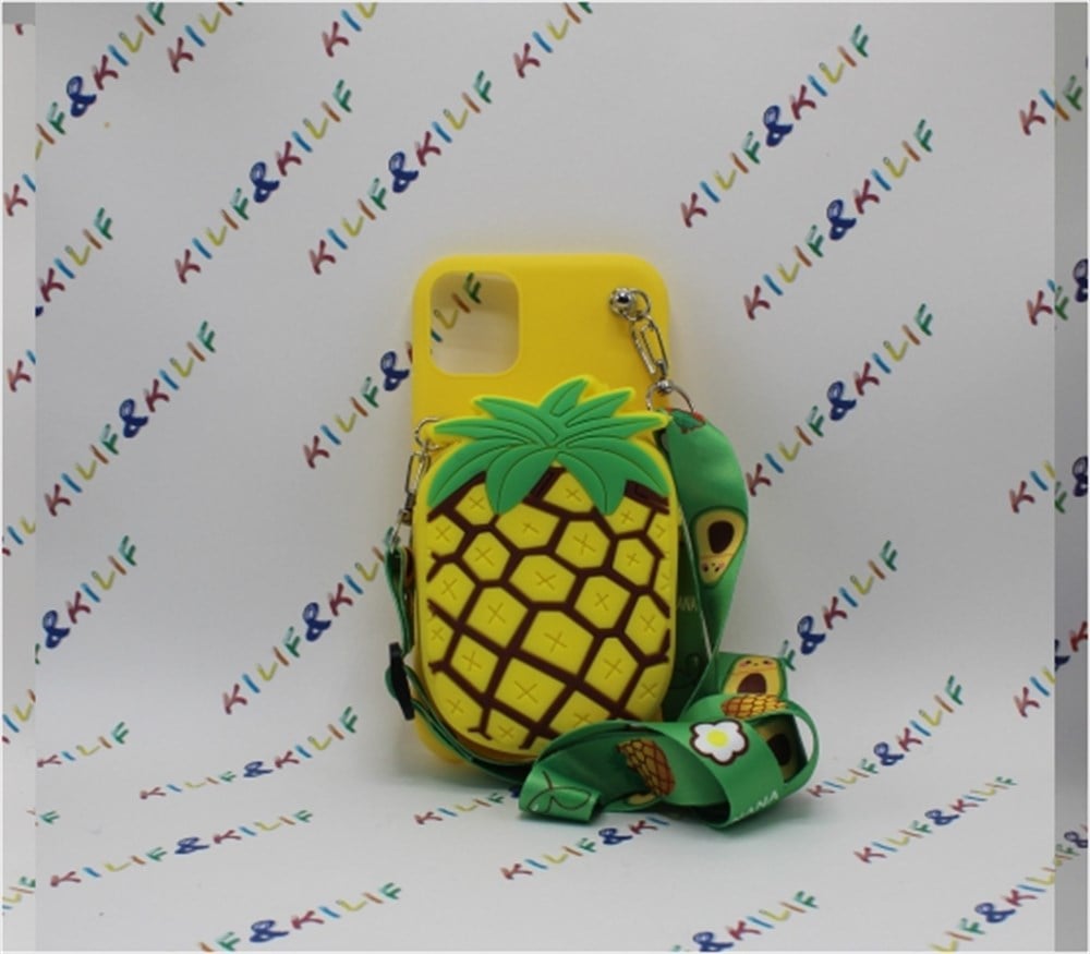 Iphone 11 Ananas Desenli Çantalı Kılıf 