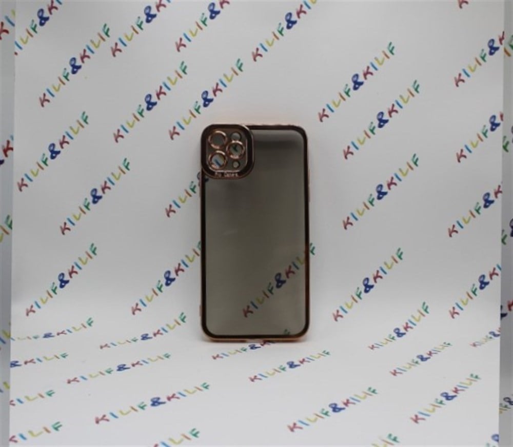 Iphone 11 Pro Max Gold Çerçeveli Siyah Şeffaf Kılıf