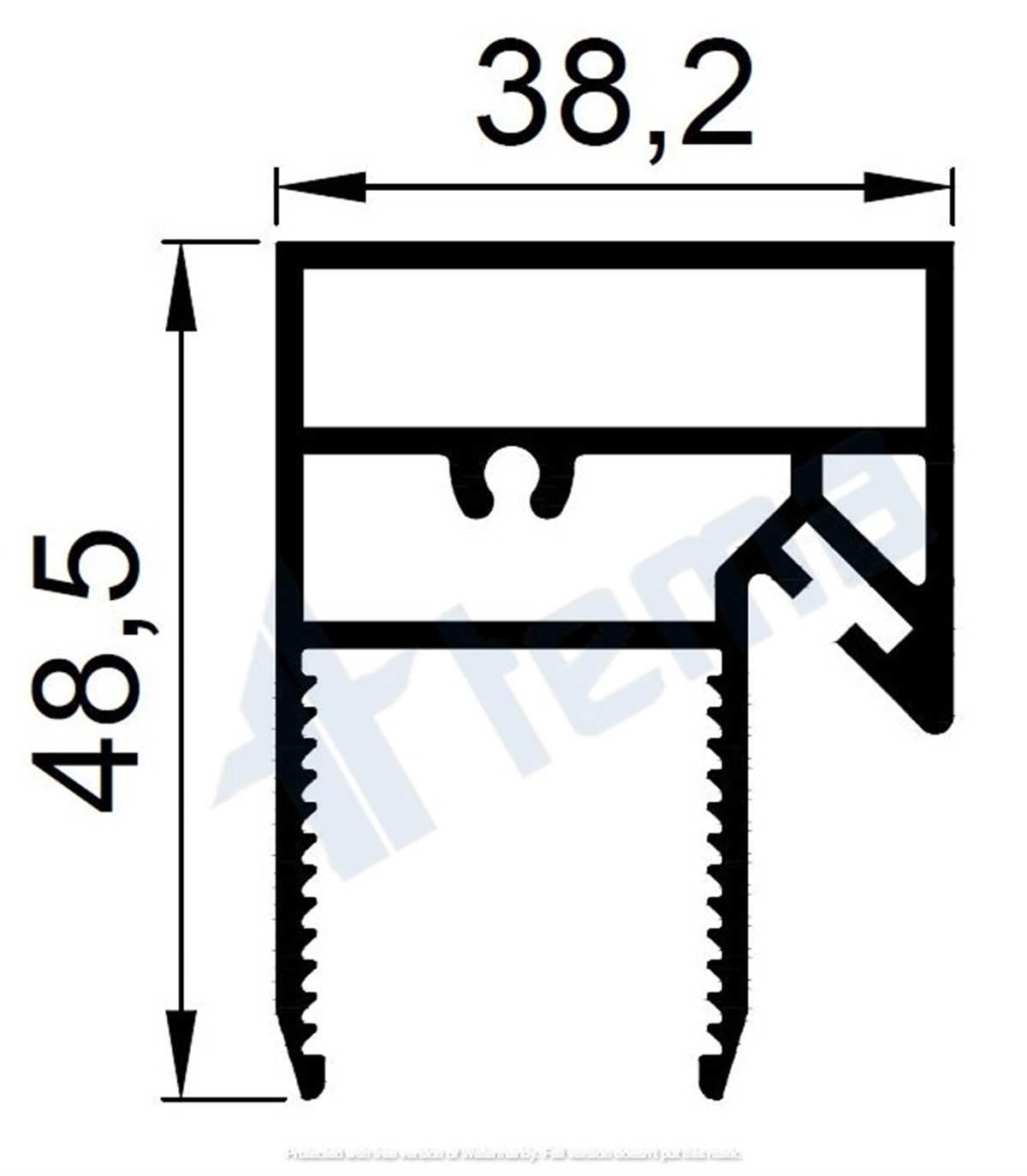 T.2455 ISICAMLI TEMA GİYOTİN YATAY CAM BAZA PROFİLİ