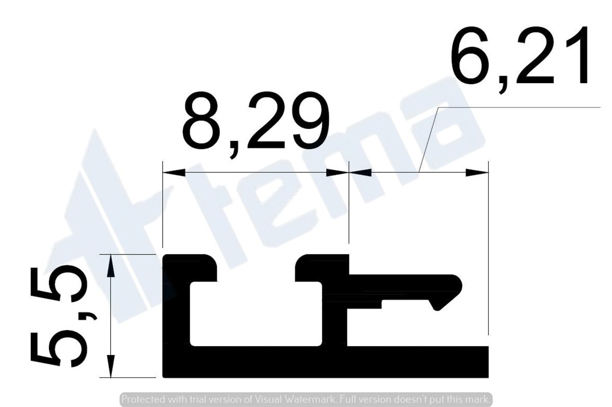 T.3304 OFİS BÖLME 24LÜK ORTA KAYIT KAPAK PROFİLİ