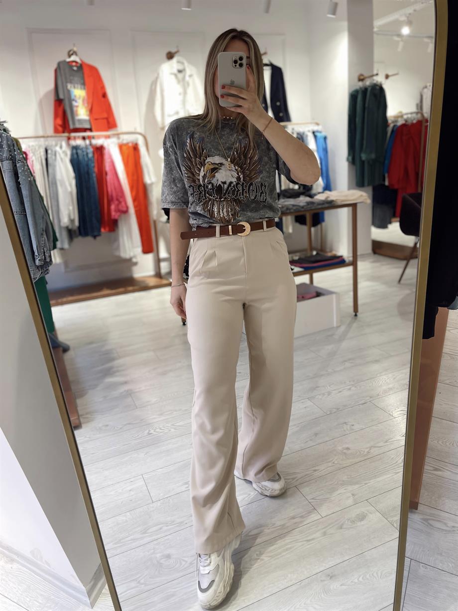 Bej Pensli Palazzo Pantolon