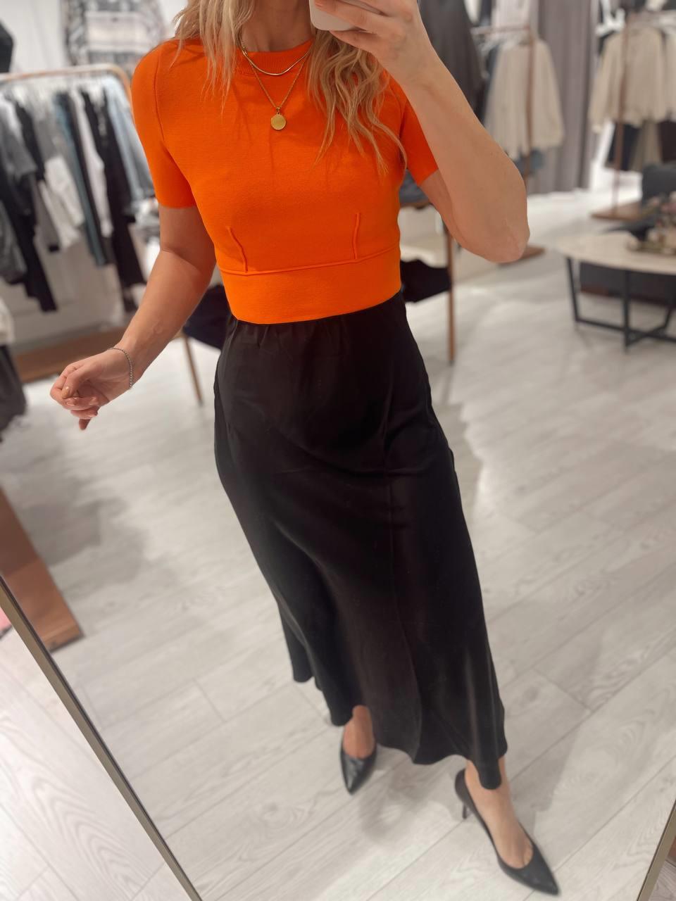 Bisiklet Yaka Kısa Kollu Triko Top Oranj