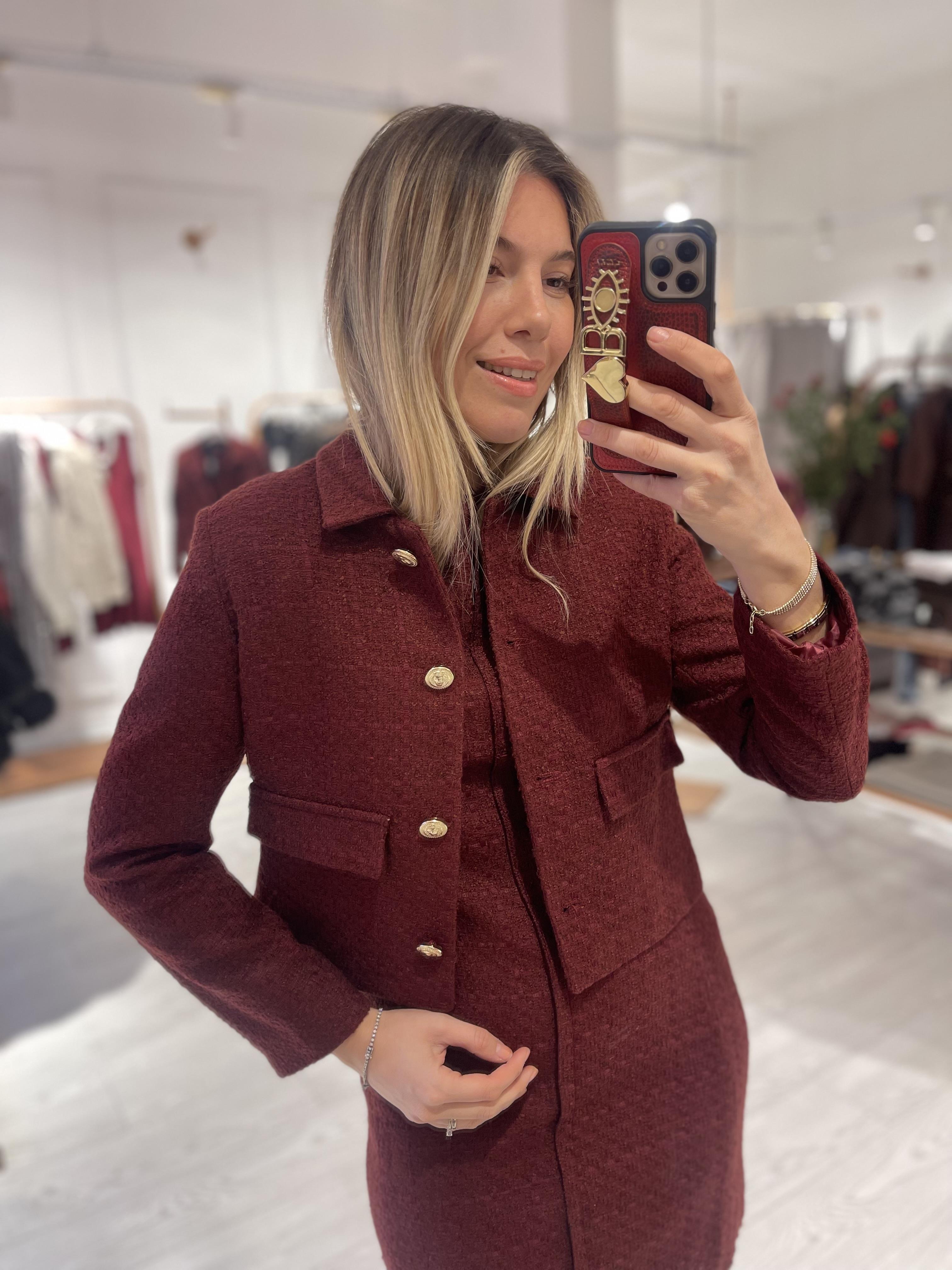 Bordo Kısa Tüvit Ceket