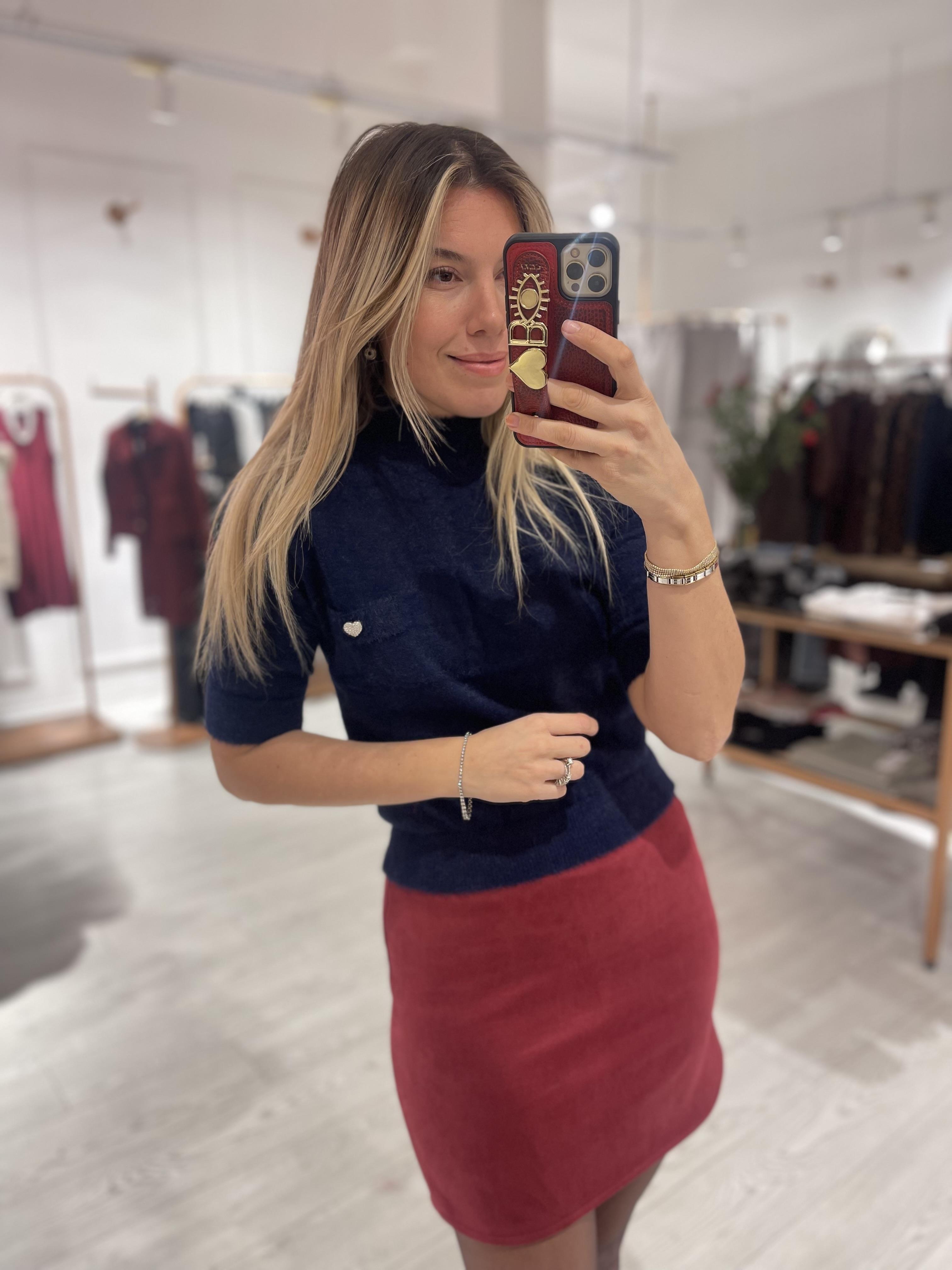 Bordo Süet Bel Gizli Lastikli Mini Etek
