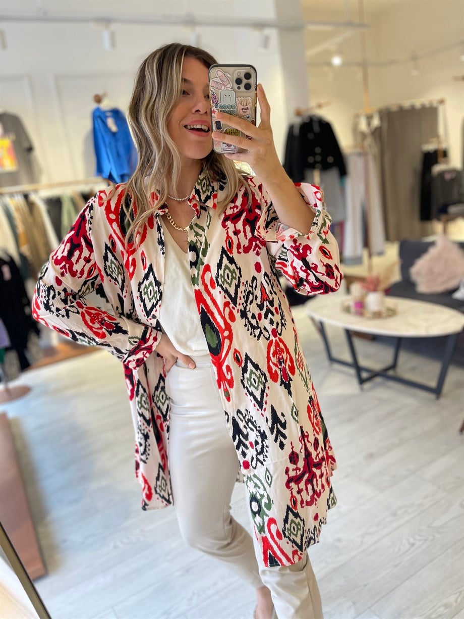 Desenli Viskon Uzun Tunik