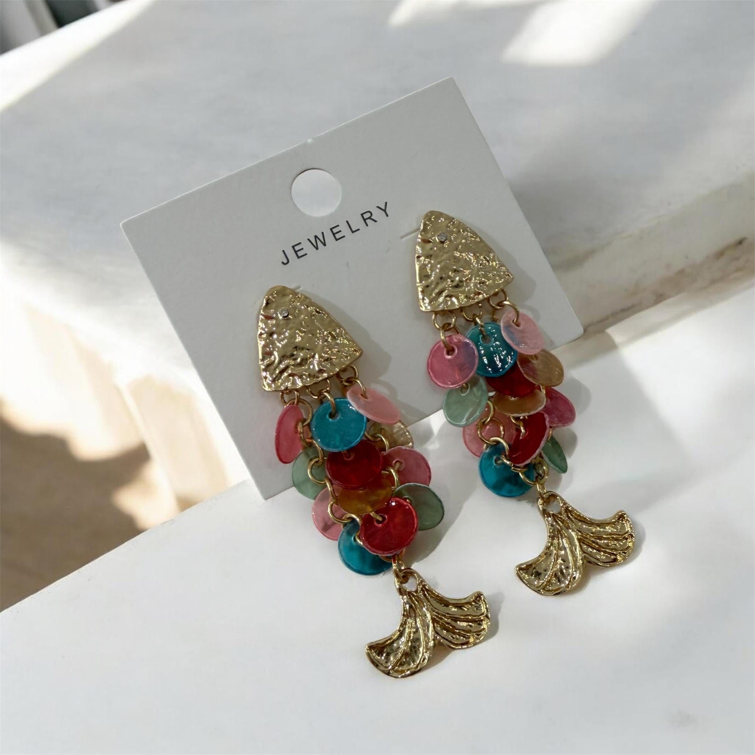 Gold Renkli Pullu Balık  Küpe 