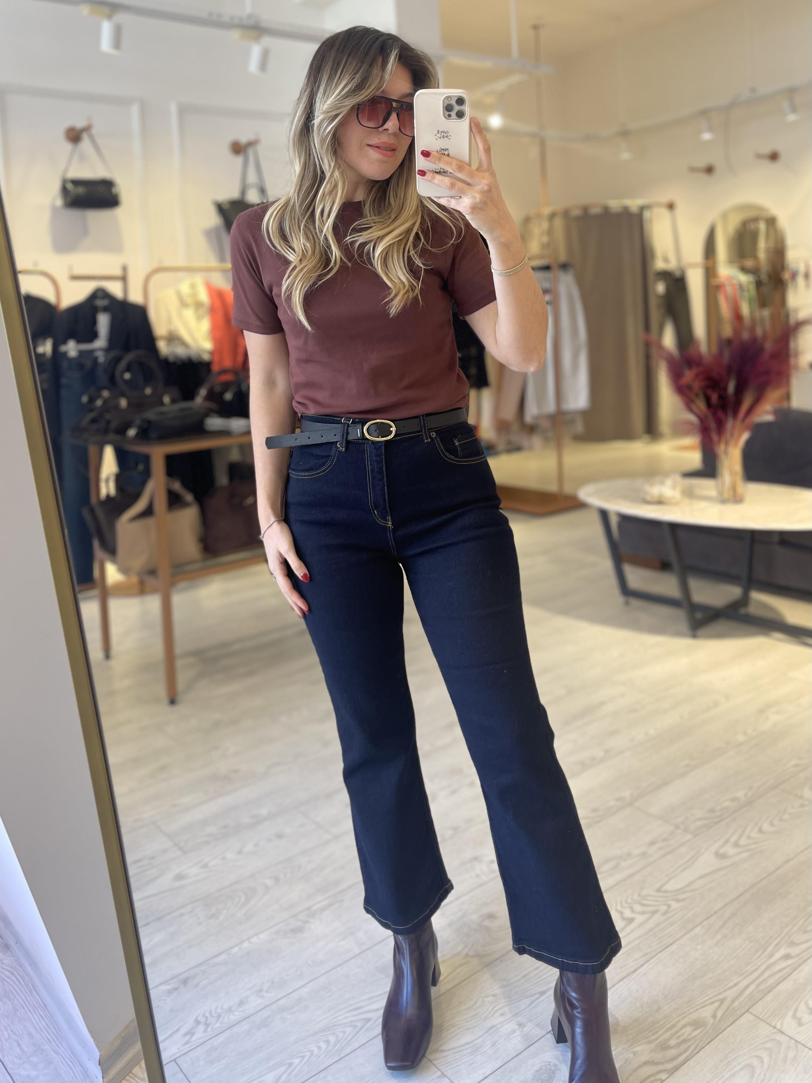 Koyu Lacivert  Flare Paça Likralı Jean 