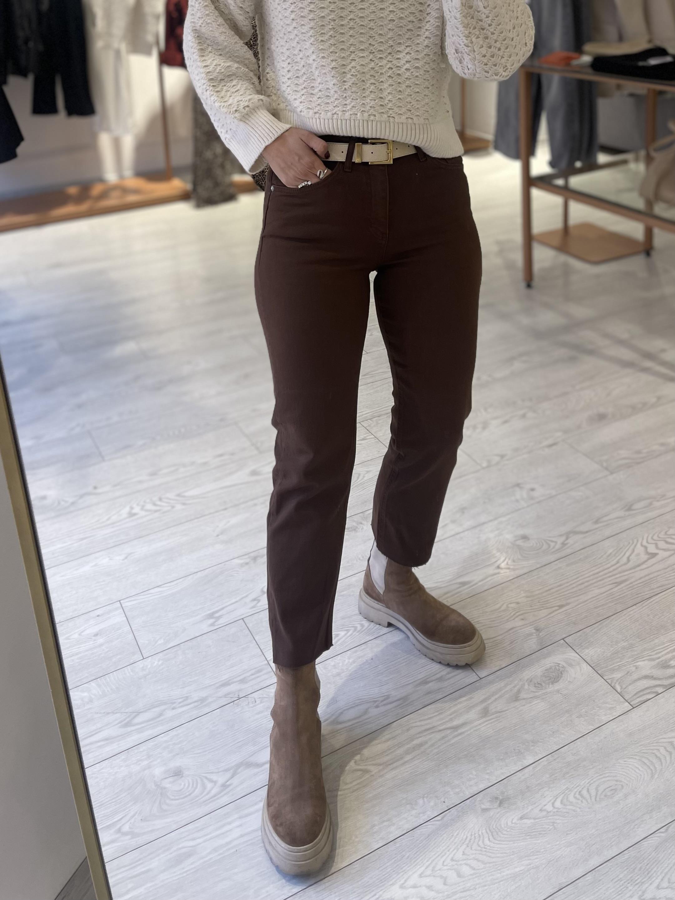 Linda kahverengi Likralı Boyfit Jean 