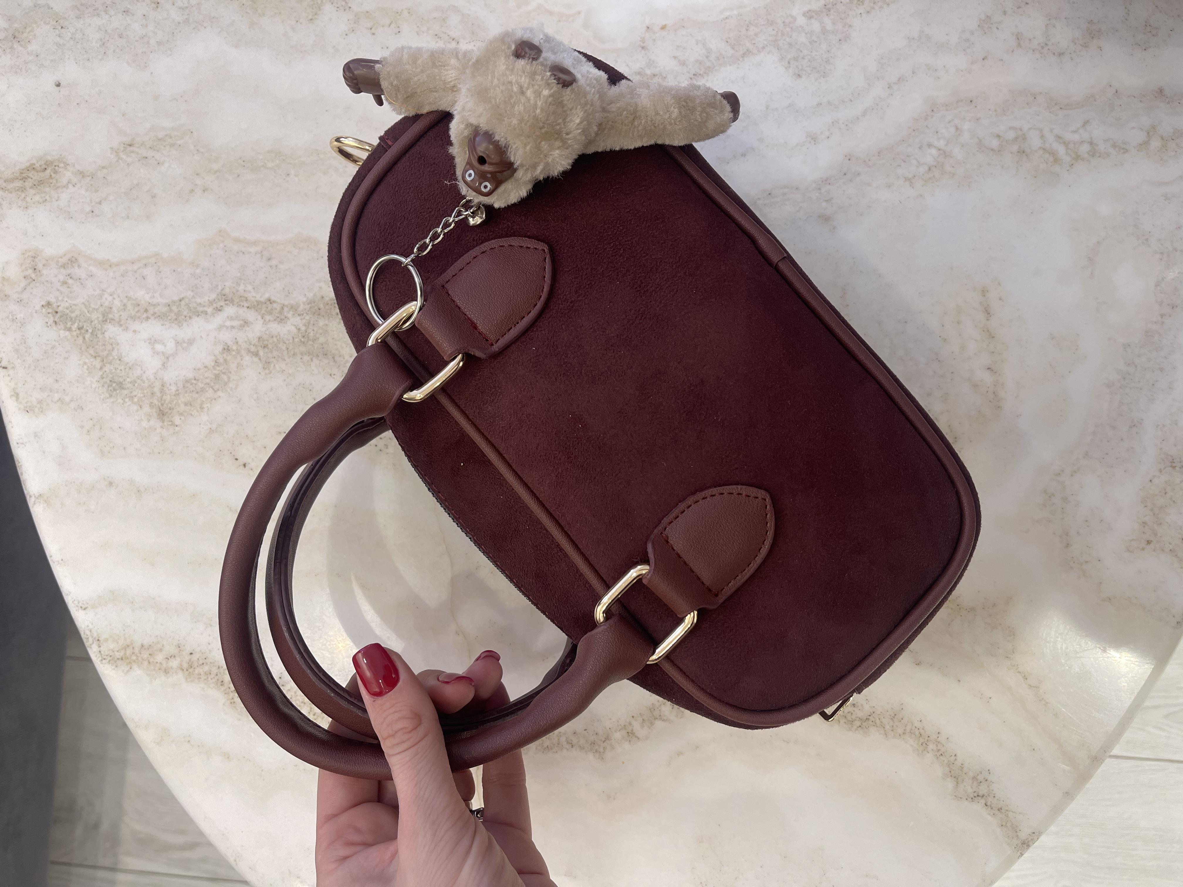 Milani Bordo Mini Aksesuarlı Süet Çanta