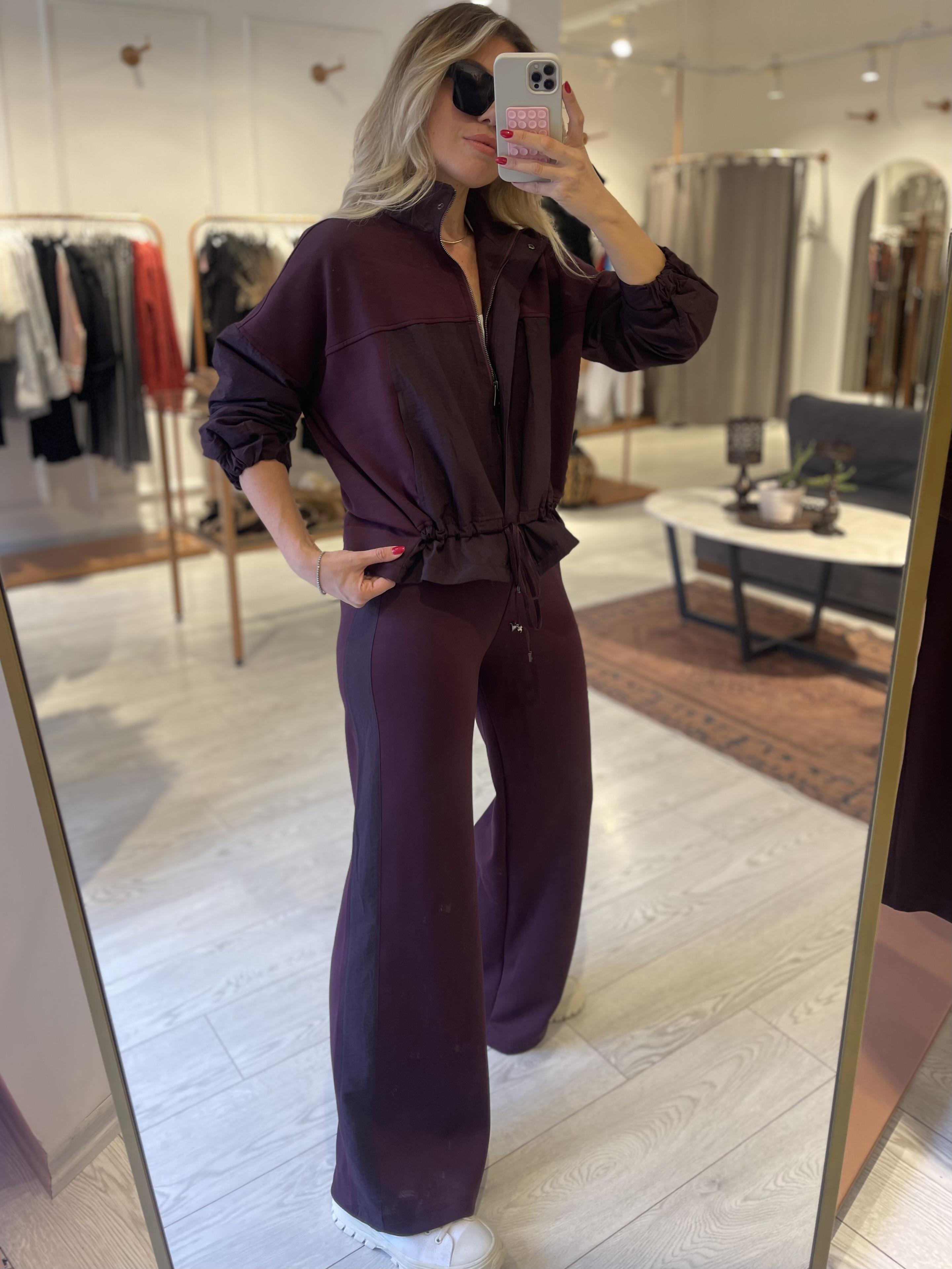 Premium Bordo Modal / Paraşüt Kumaş Mix Takım