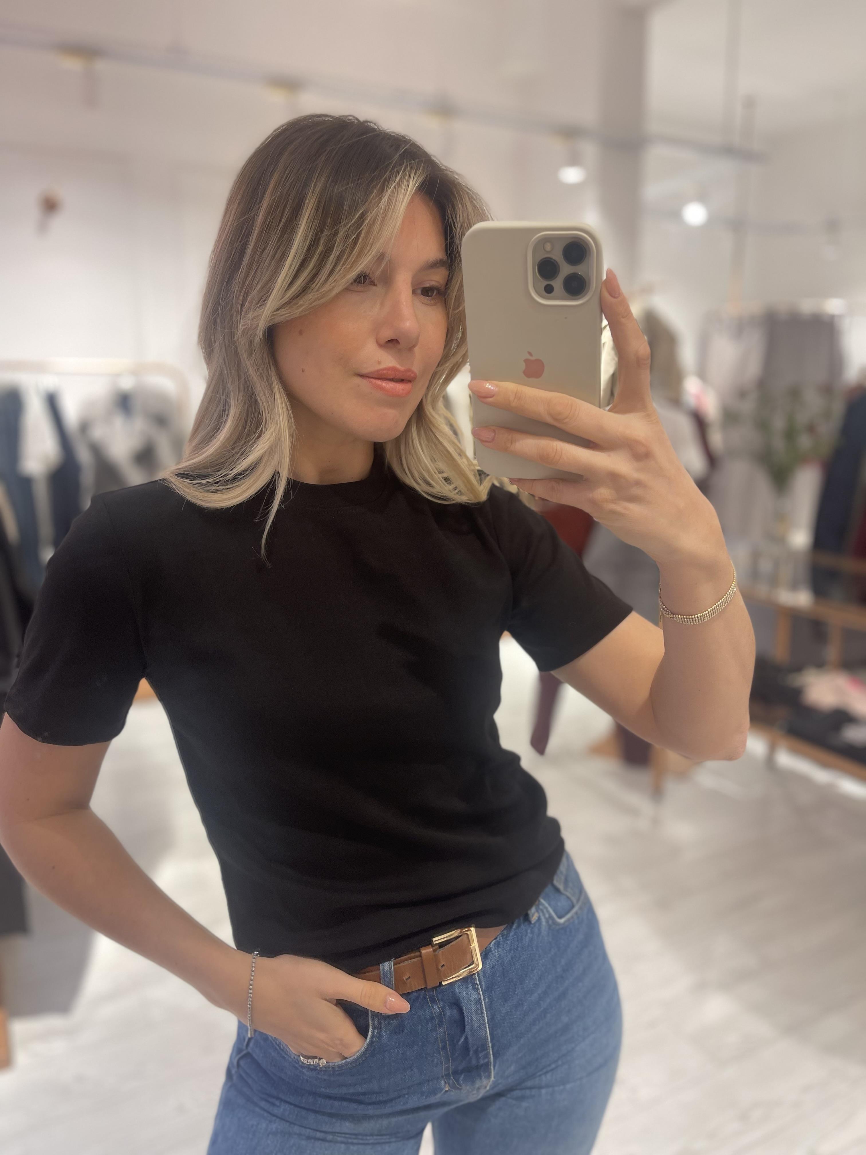 Siyah Orj Marka Tok Doku Basic Tshirt 
